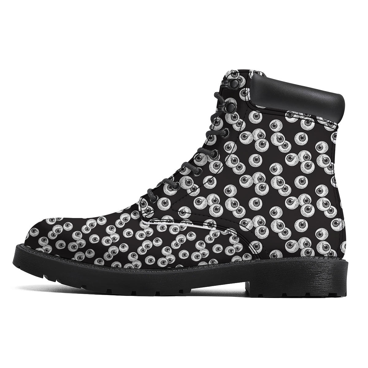 Eyeball White And Black Print Pattern Boots-grizzshop