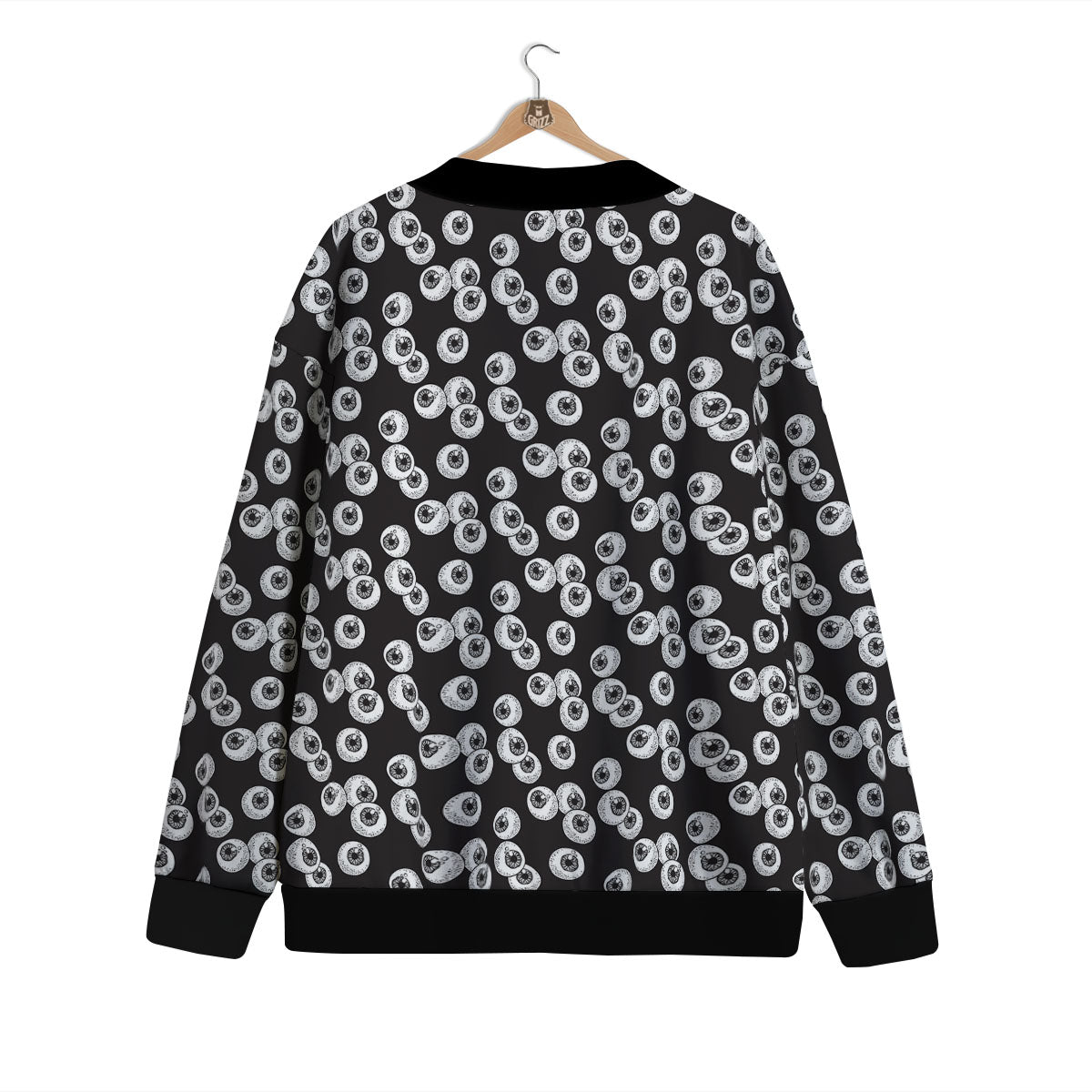 Eyeball White And Black Print Pattern Cardigan-grizzshop