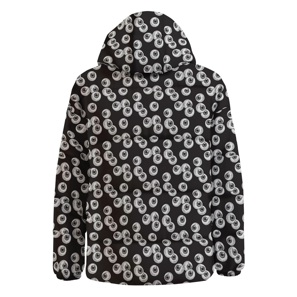 Eyeball White And Black Print Pattern Down Jacket-grizzshop