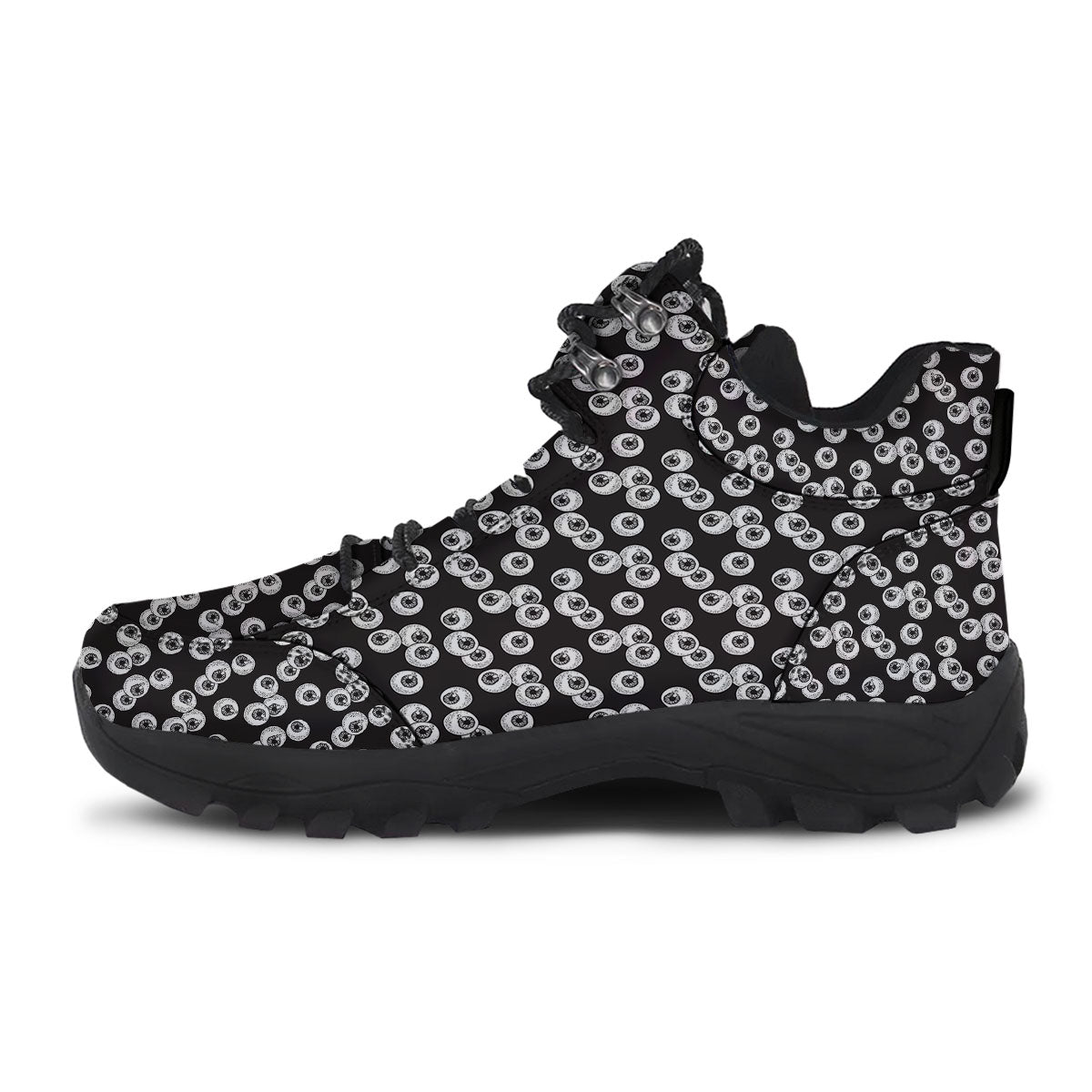 Eyeball White And Black Print Pattern Hiking Shoes-grizzshop