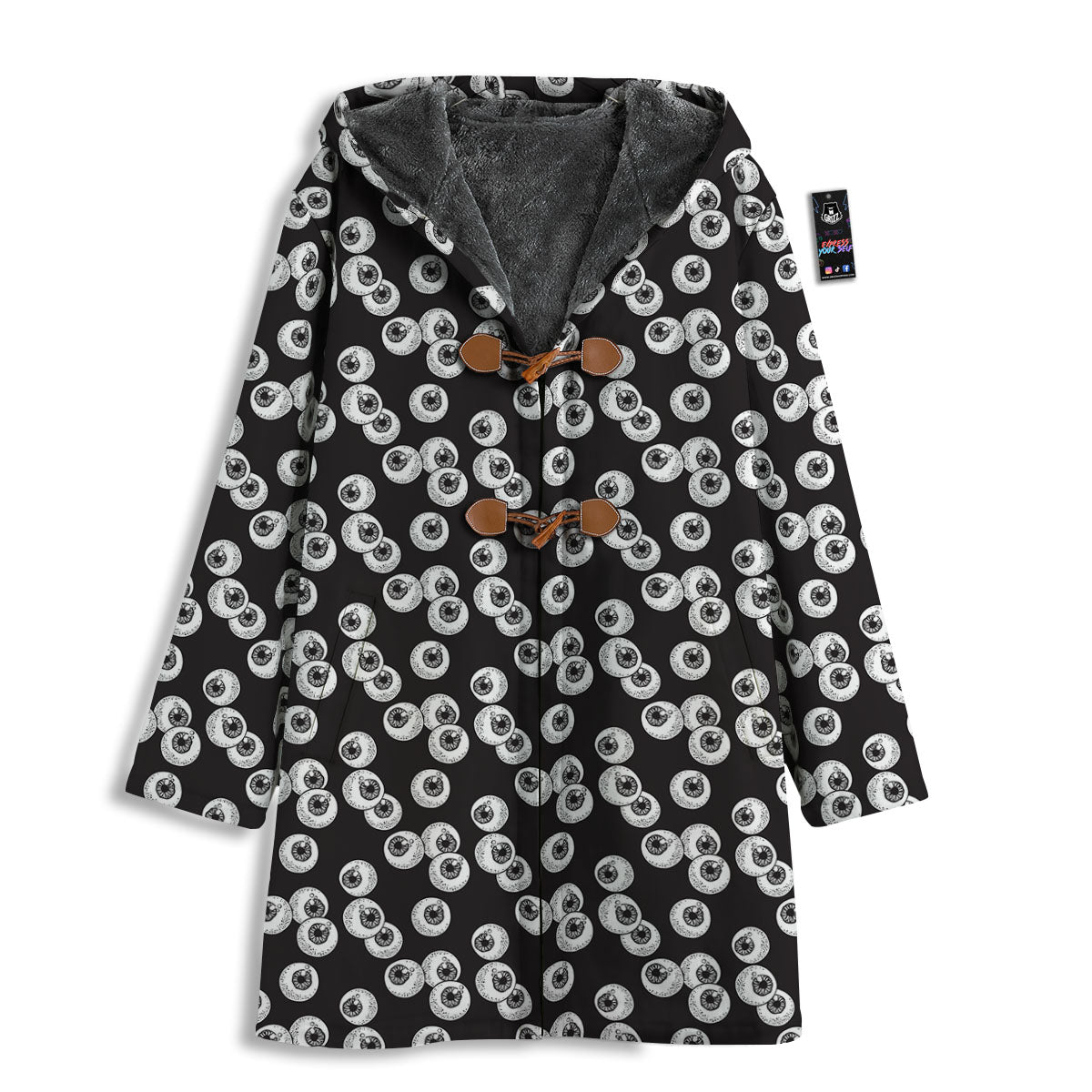 Eyeball White And Black Print Pattern Men's Windbreaker Jacket-grizzshop