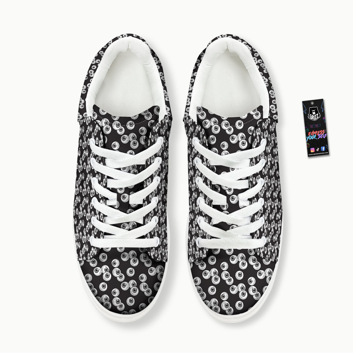 Eyeball White And Black Print Pattern Platform Shoes-grizzshop