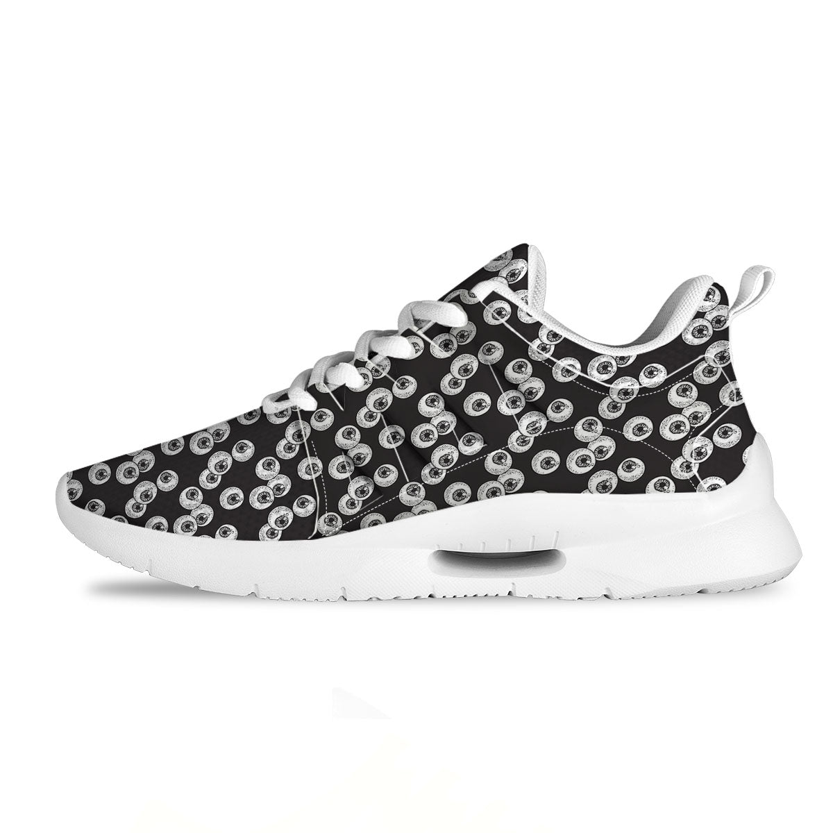 Eyeball White And Black Print Pattern Tennis Shoes-grizzshop