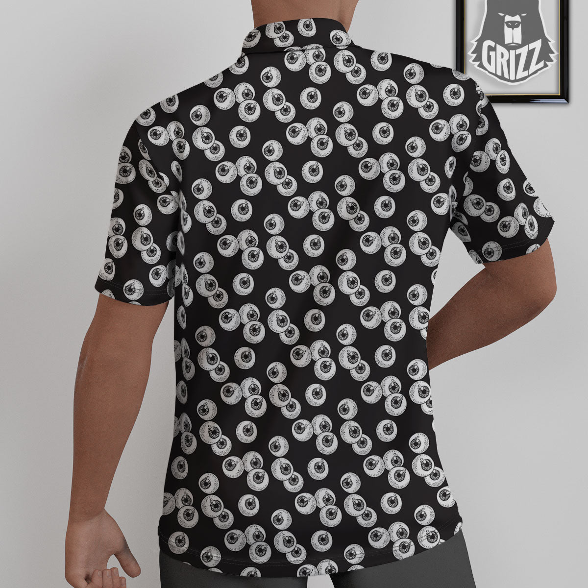 Eyeball White And Black Print Pattern Untucked Shirts-grizzshop