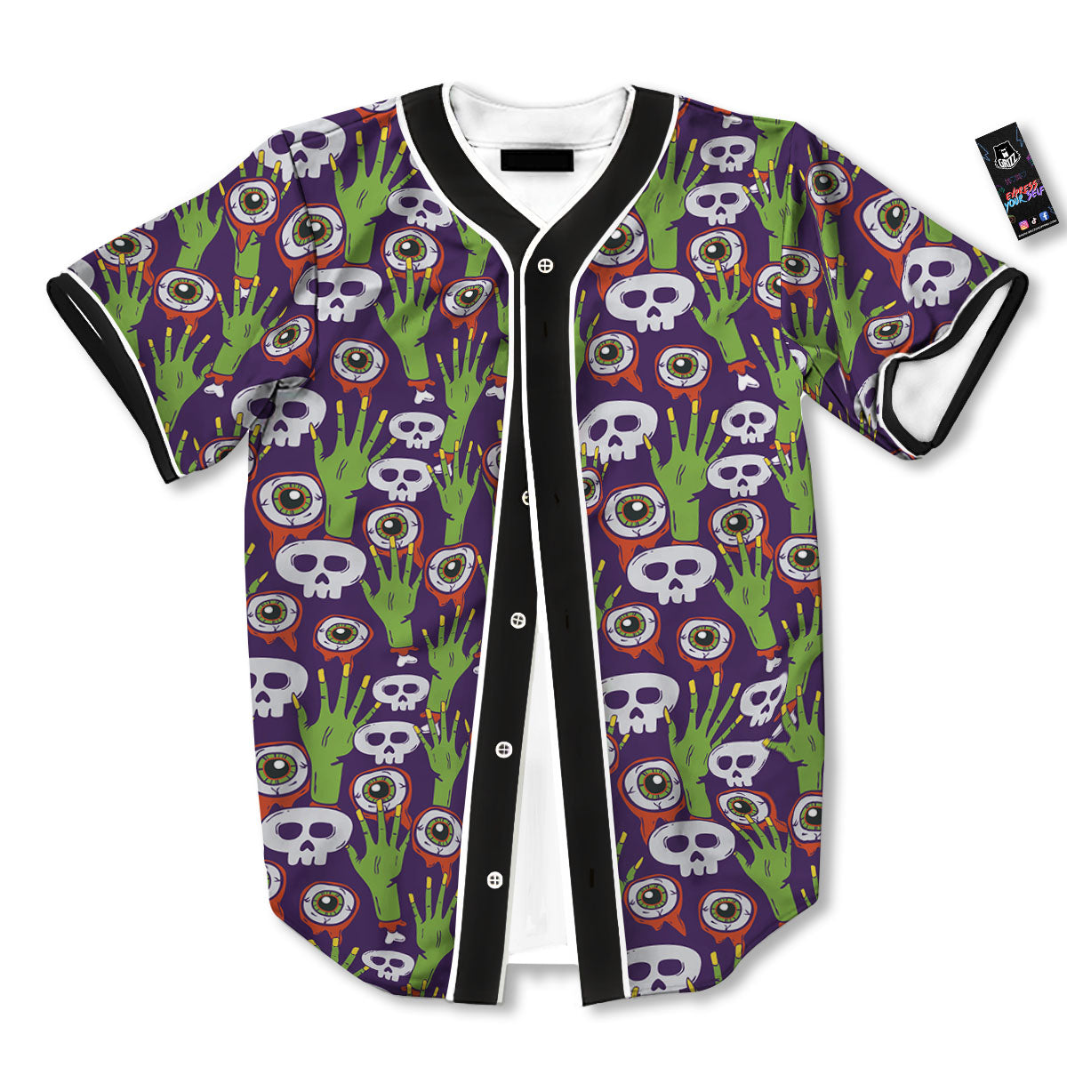 Eyeball Zombie Print Pattern Baseball Jersey-grizzshop