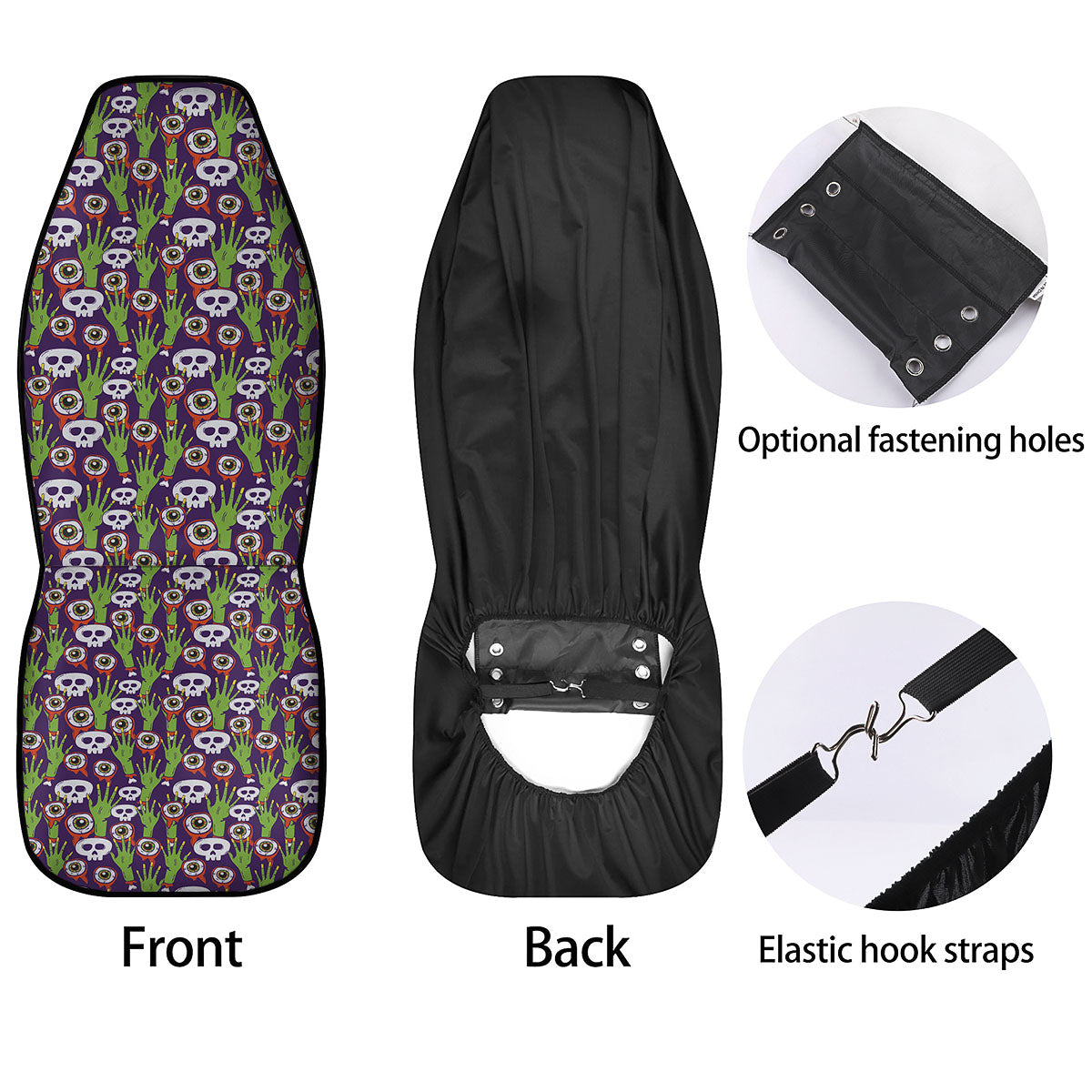 Eyeball Zombie Print Pattern Car Seat Covers-grizzshop
