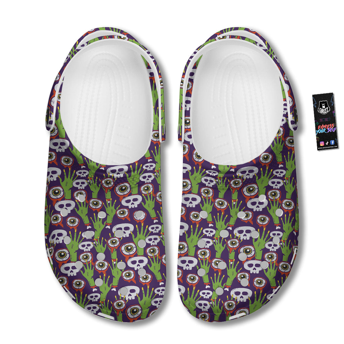 Eyeball Zombie Print Pattern Clog-grizzshop