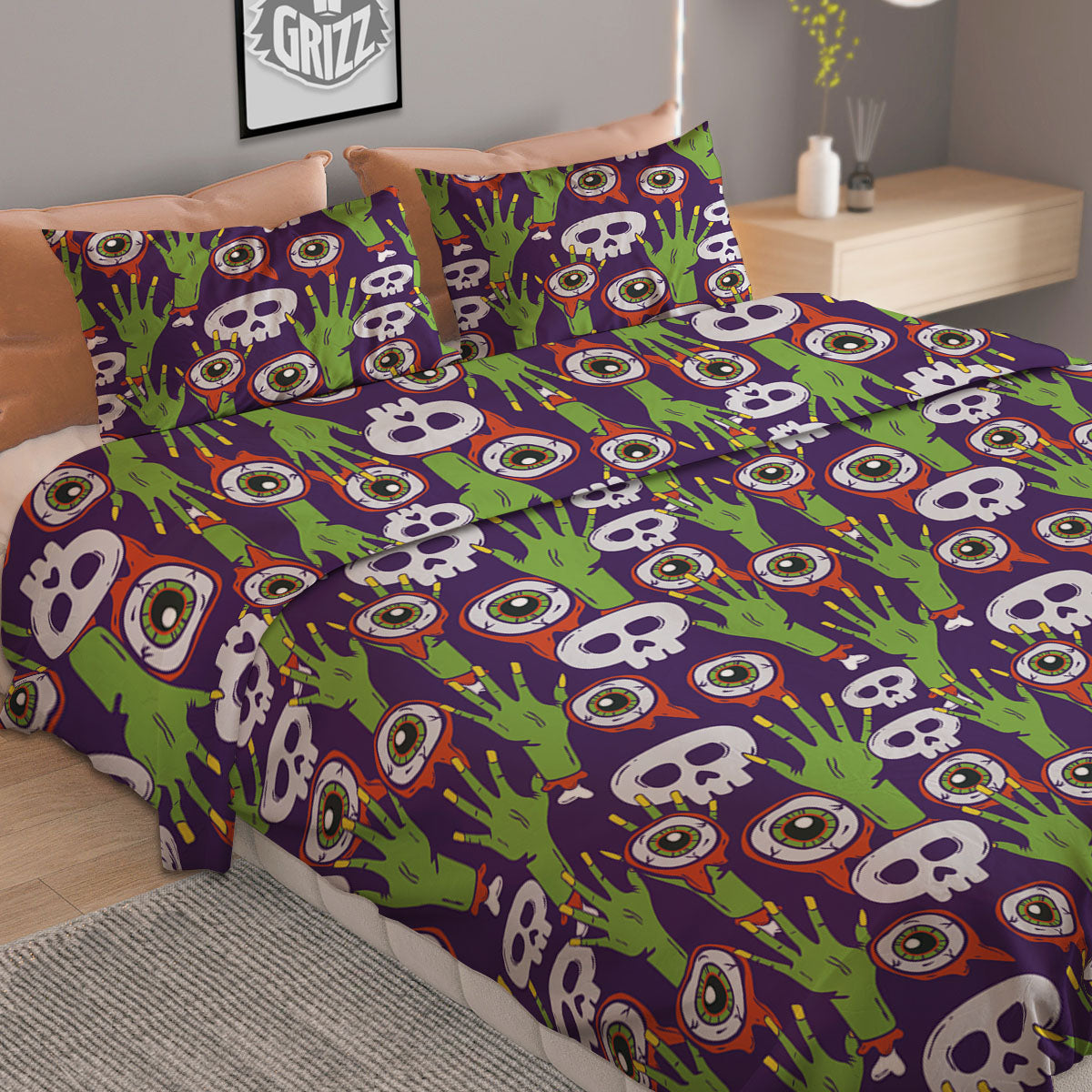Eyeball Zombie Print Pattern Duvet Cover Bedding Set