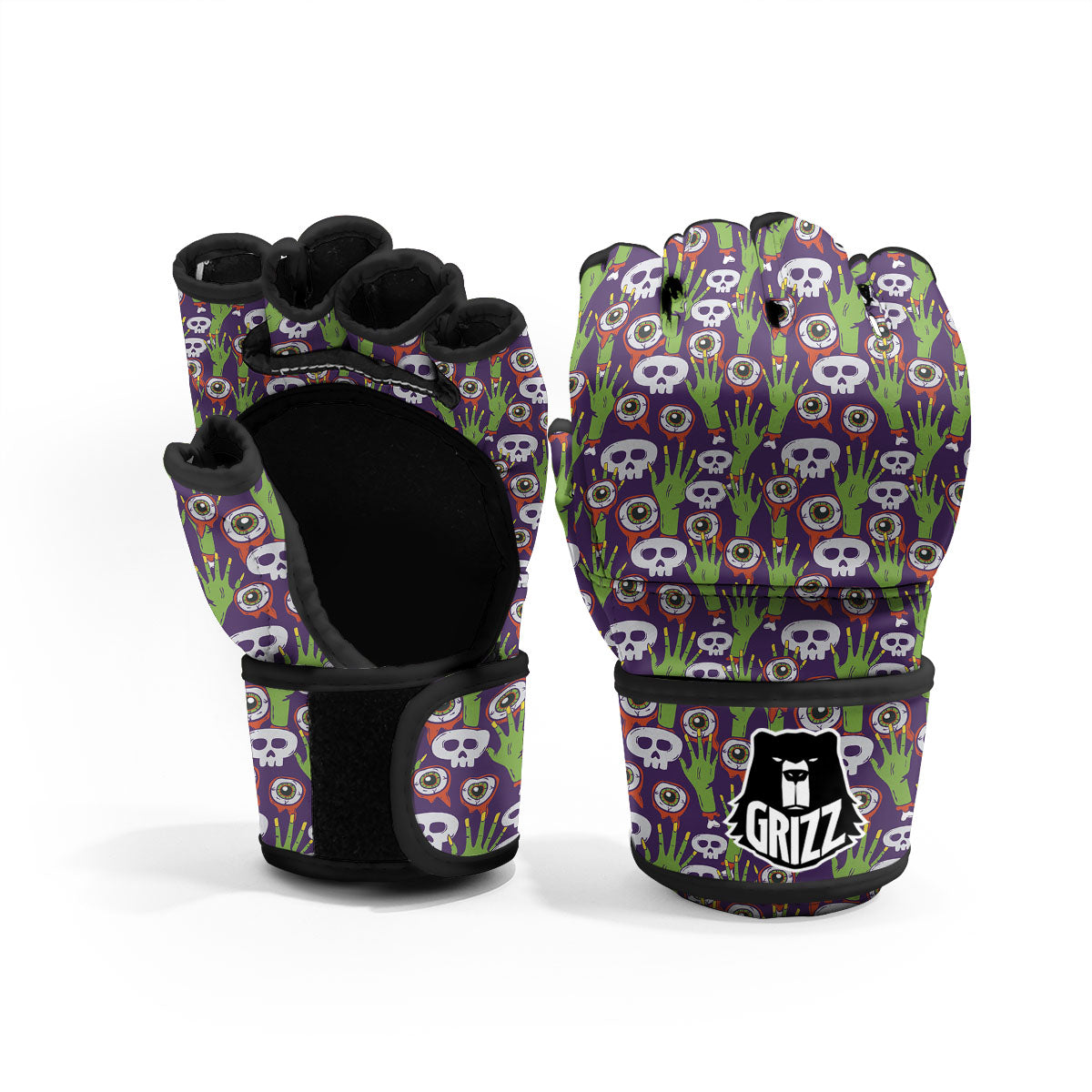 Eyeball Zombie Print Pattern MMA Gloves-grizzshop