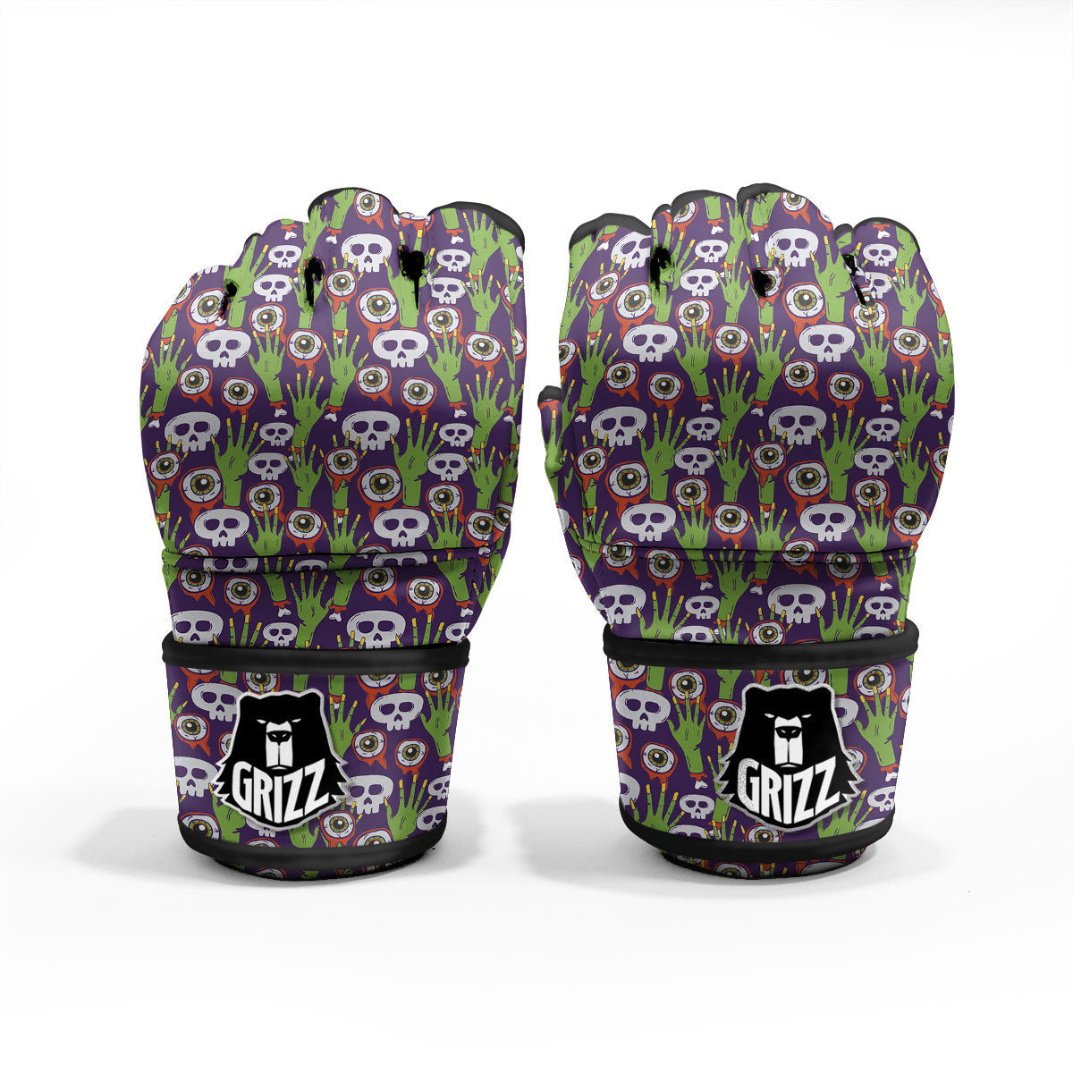 Eyeball Zombie Print Pattern MMA Gloves-grizzshop