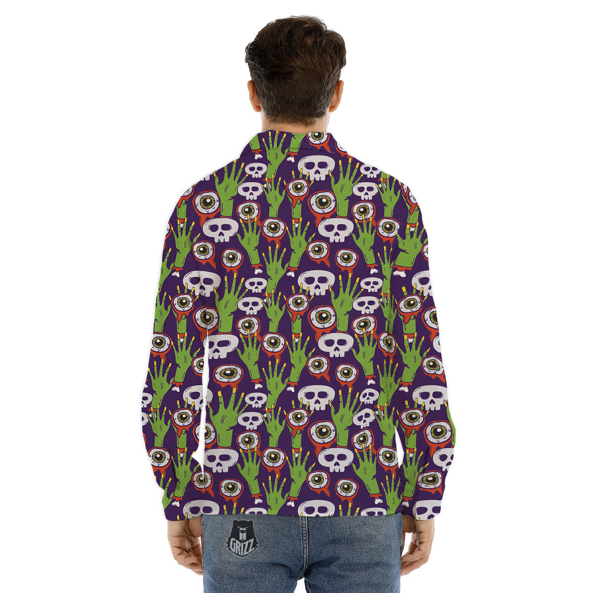 Eyeball Zombie Print Pattern Men's Dress Shirts-grizzshop
