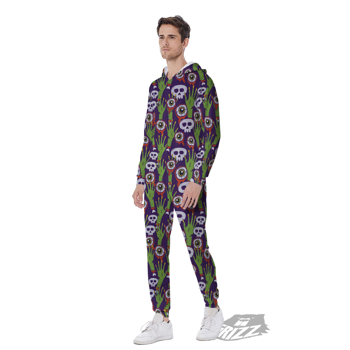 Eyeball Zombie Print Pattern Men's Jumpsuit-grizzshop