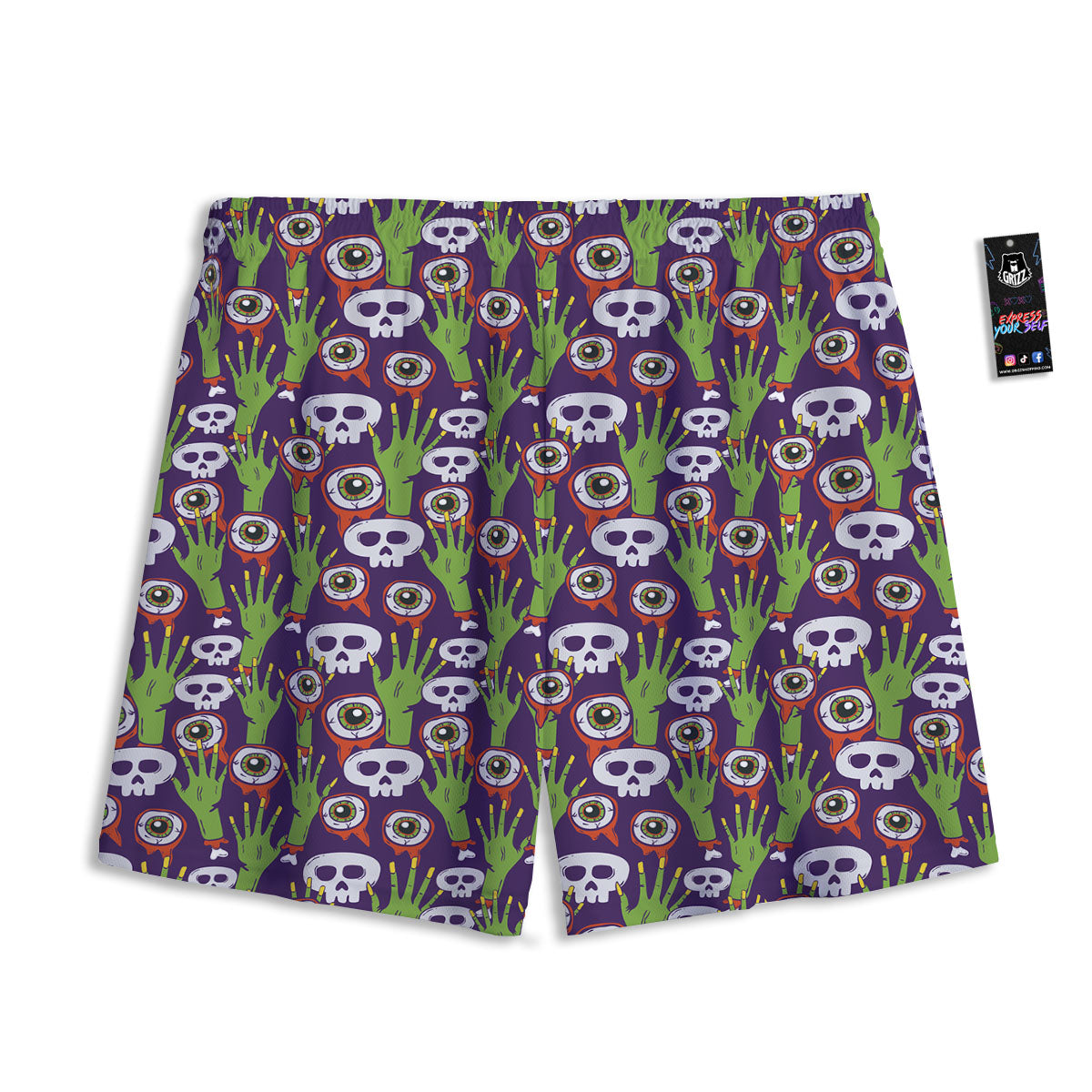 Eyeball Zombie Print Pattern Mesh Shorts