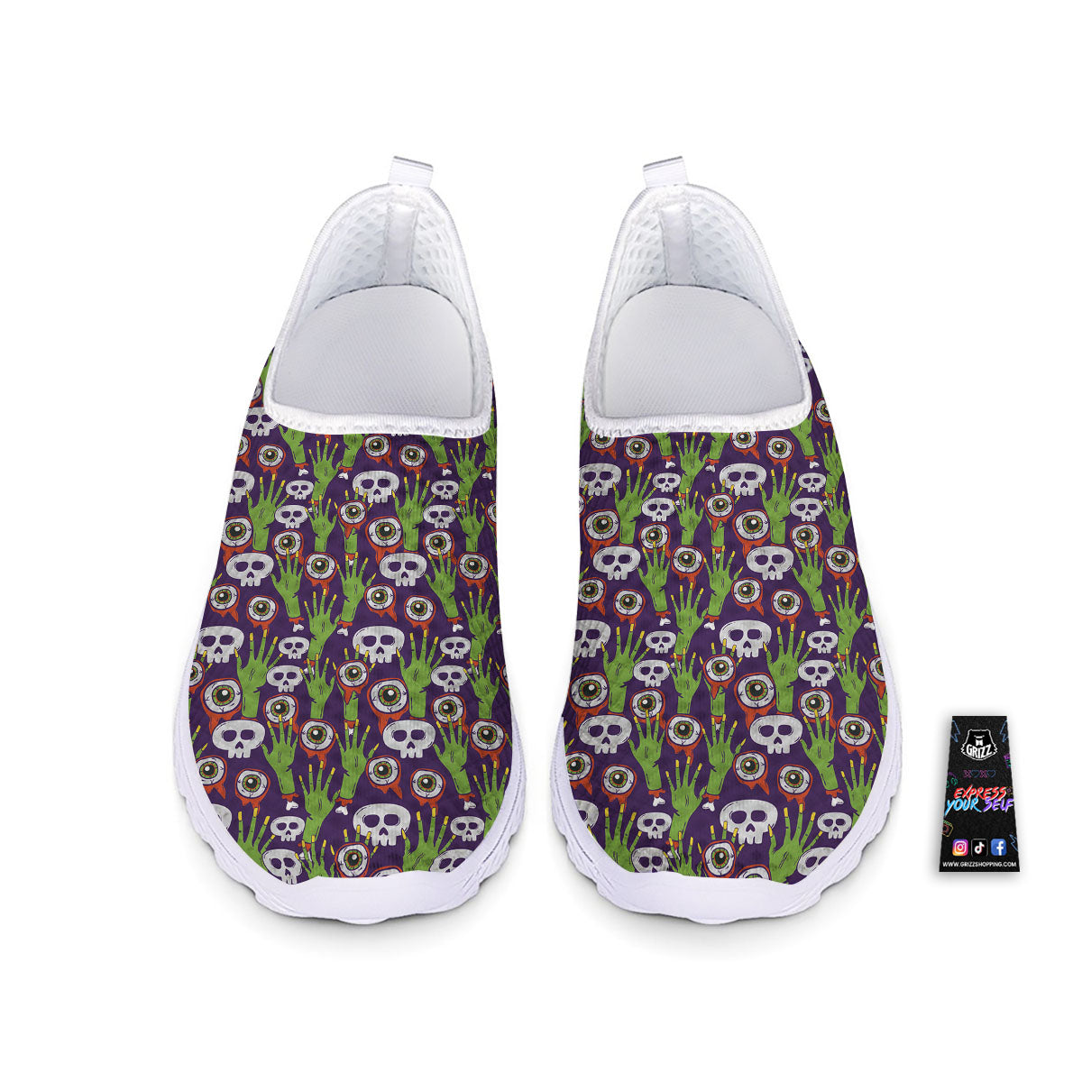Eyeball Zombie Print Pattern Nurse Shoes-grizzshop