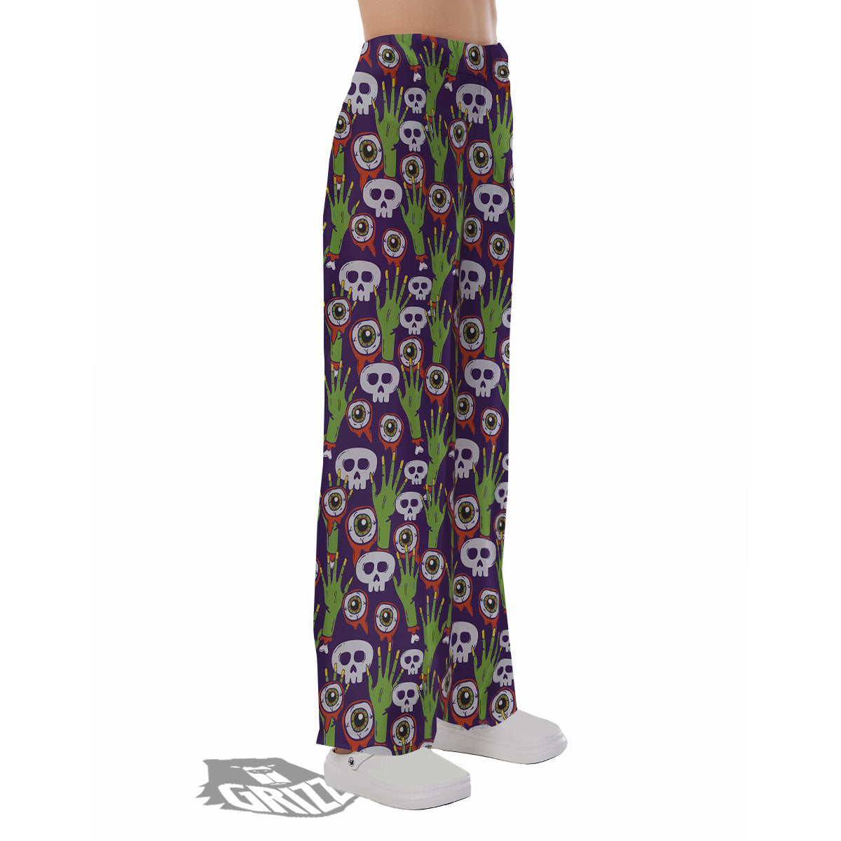 Eyeball Zombie Print Pattern Pajama Pants-grizzshop
