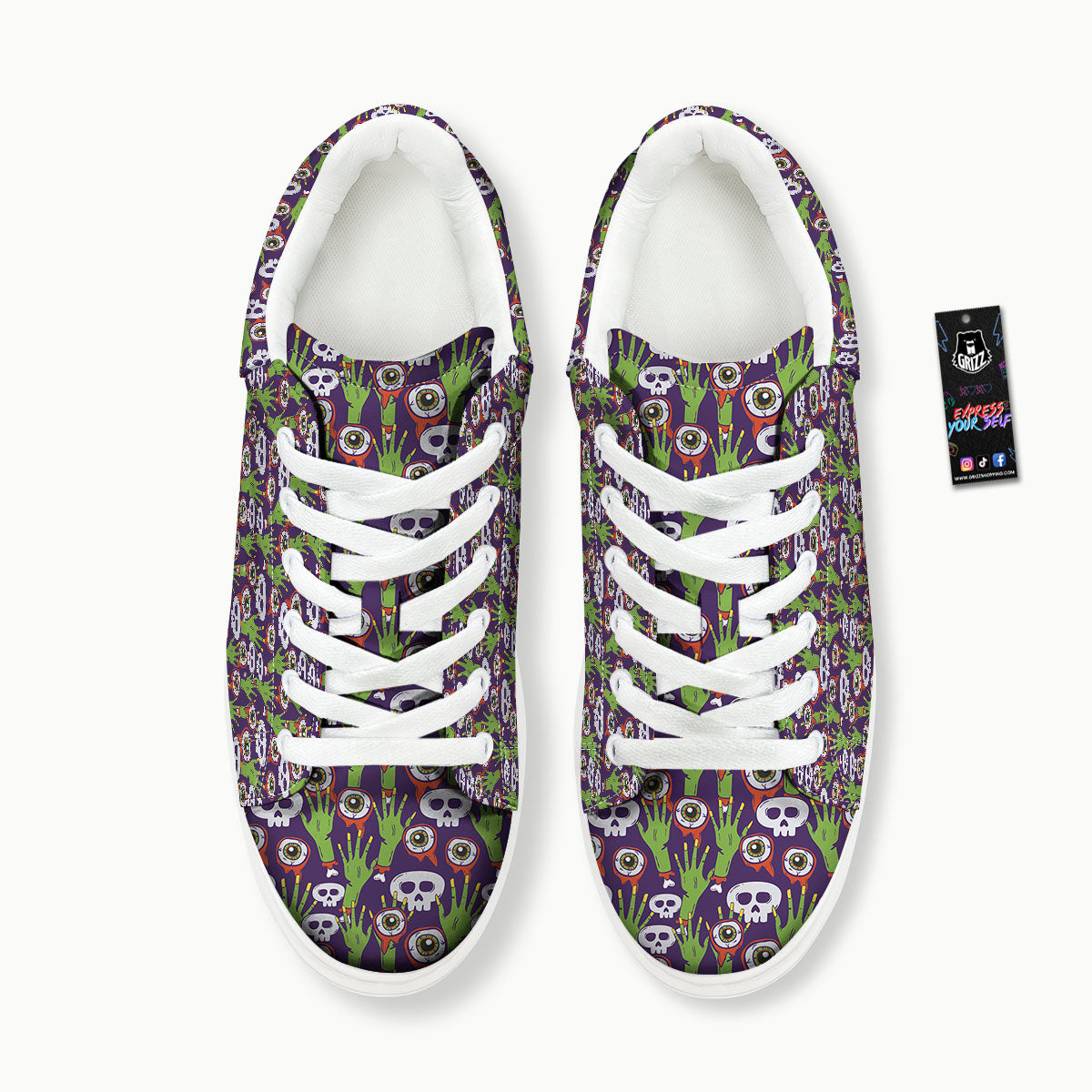 Eyeball Zombie Print Pattern Platform Shoes-grizzshop