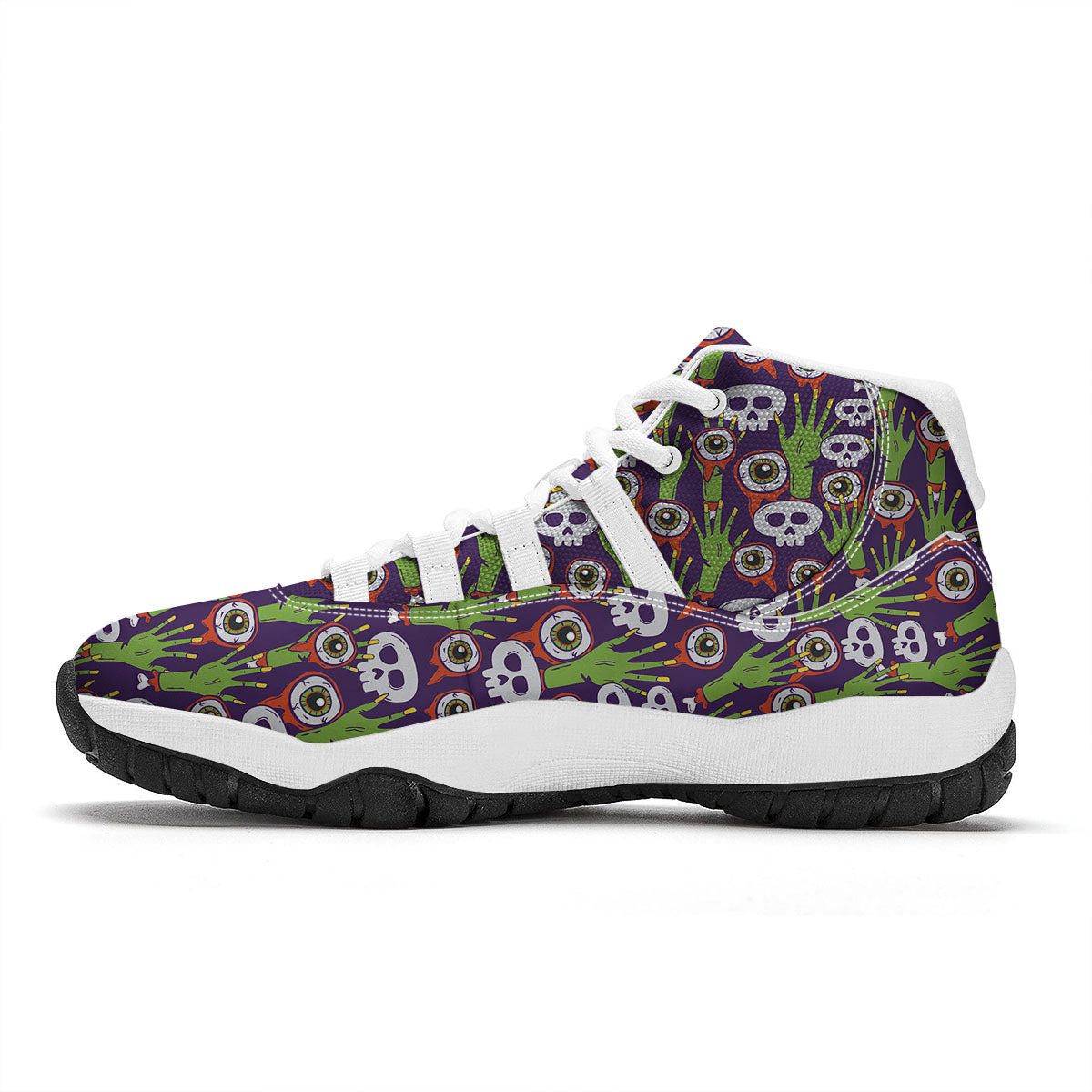 Eyeball Zombie Print Pattern White Bball Shoes-grizzshop