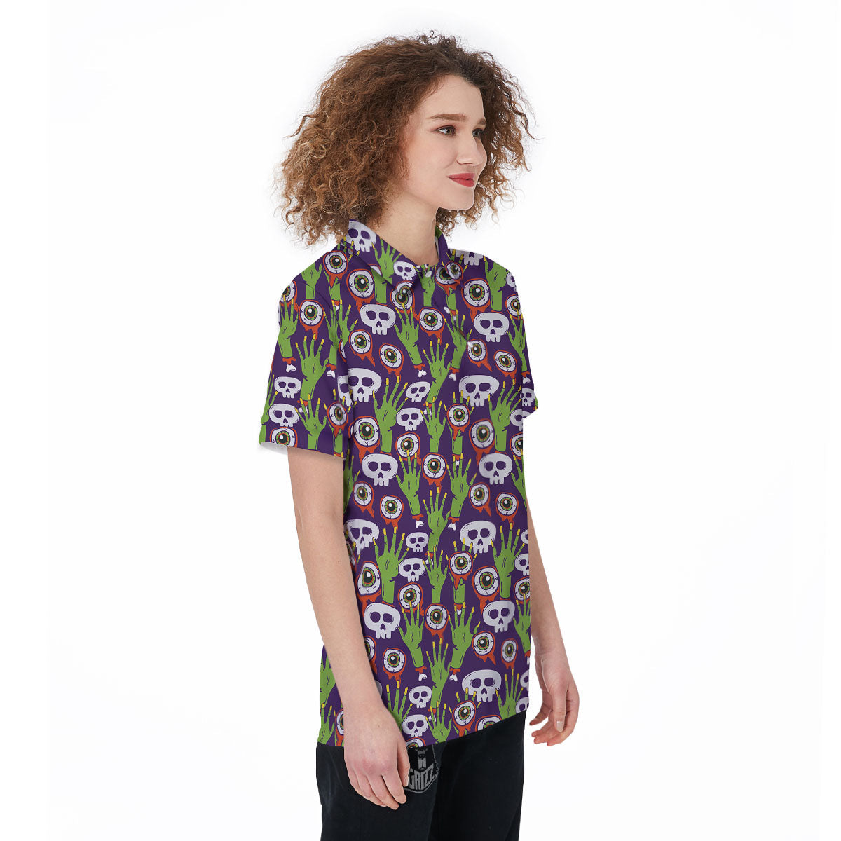 Eyeball Zombie Print Pattern Women's Golf Shirts-grizzshop