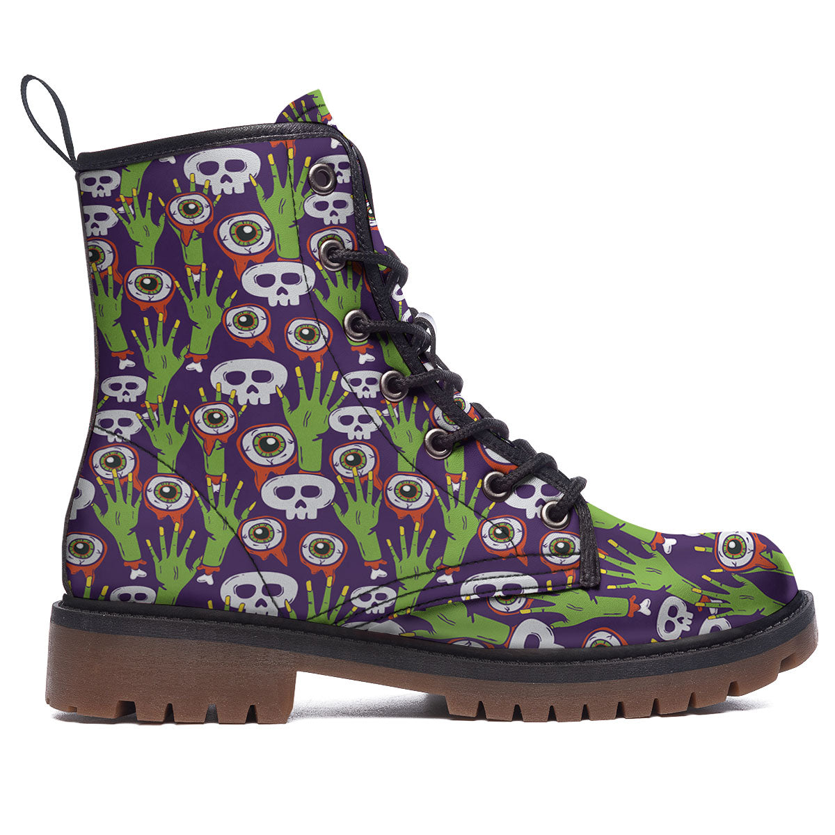 Eyeball Zombie Print Pattern Work Boots-grizzshop