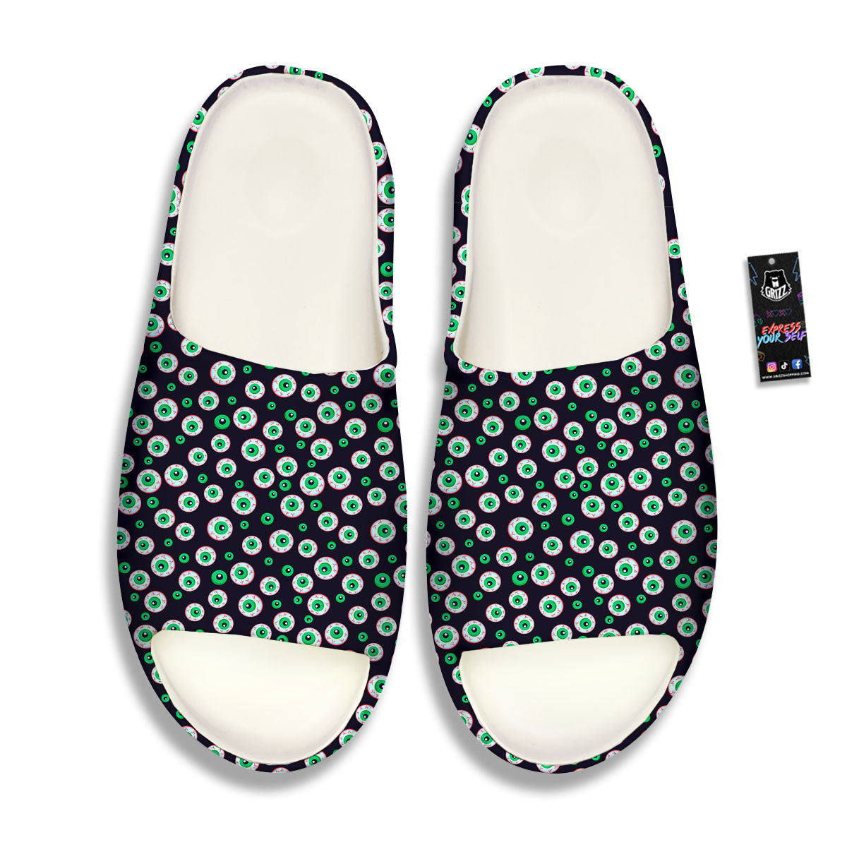Eyeball Creepy Print Pattern Sandals-grizzshop