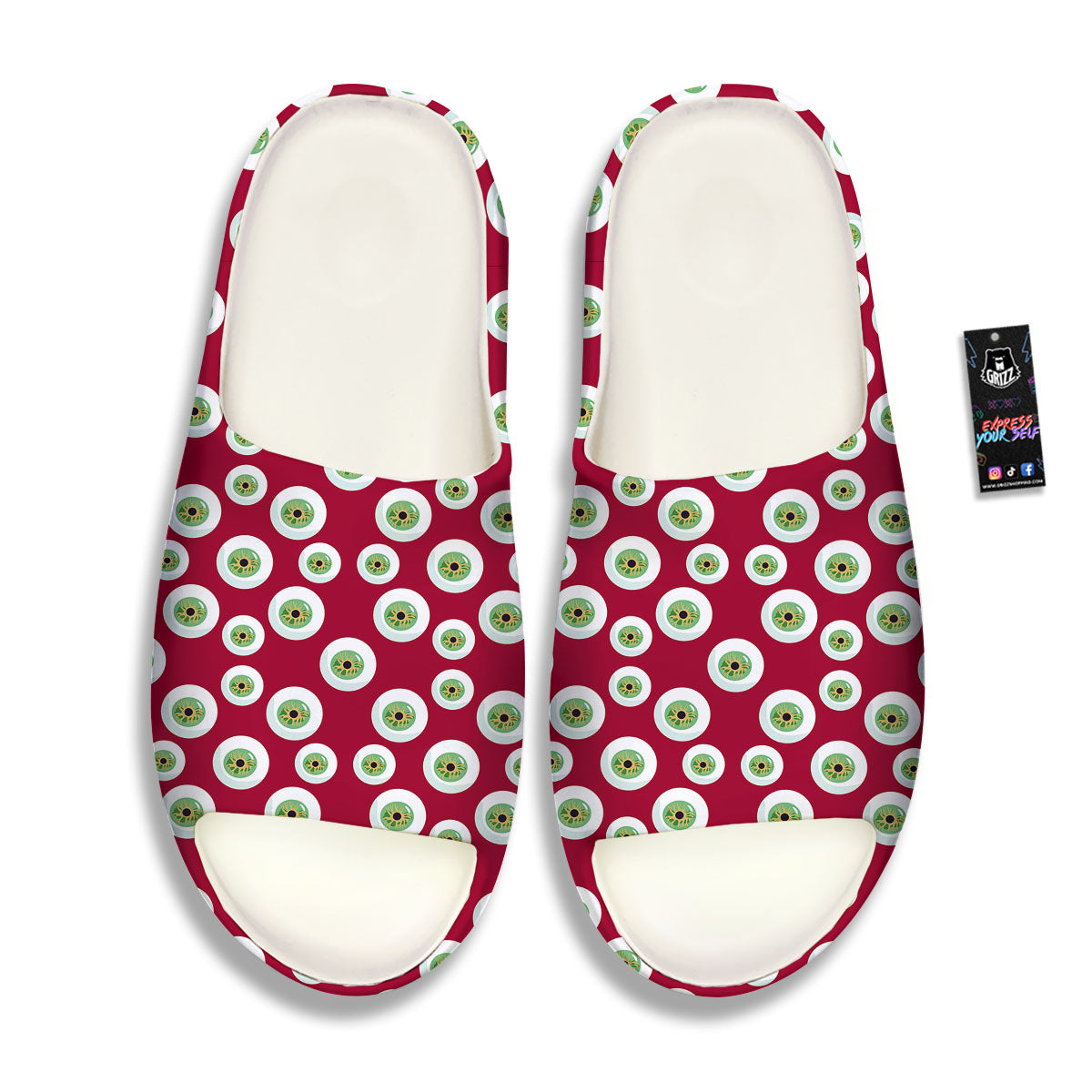 Eyeball Red Creepy Print Pattern Sandals-grizzshop