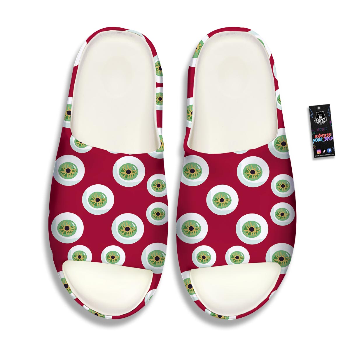 Eyeball Scary Red Print Pattern Sandals-grizzshop
