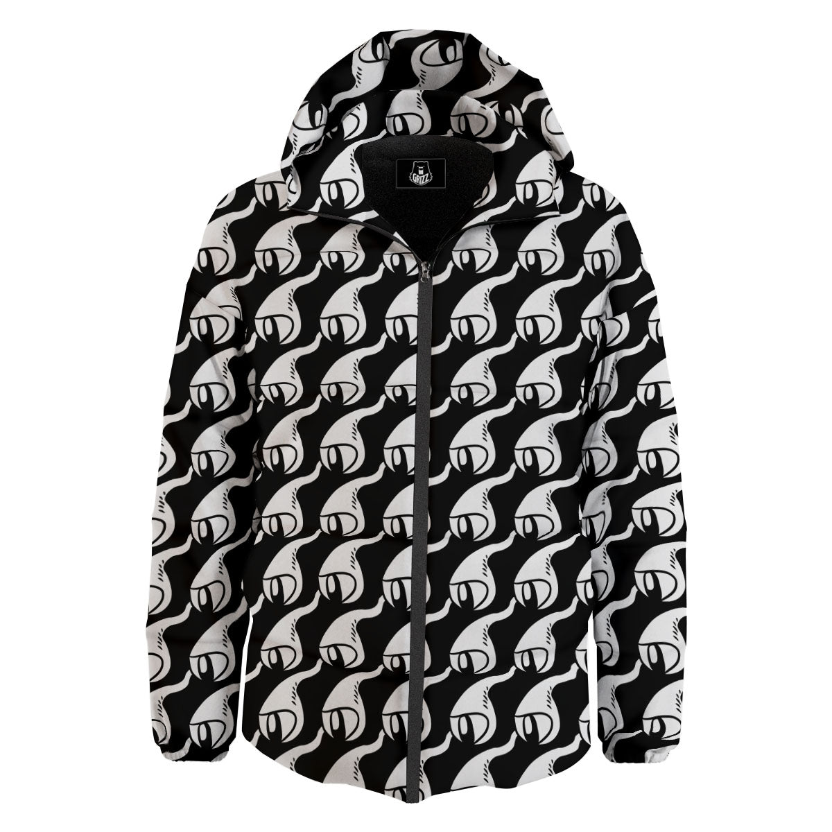 Eyes Monster Print Pattern Down Jacket-grizzshop