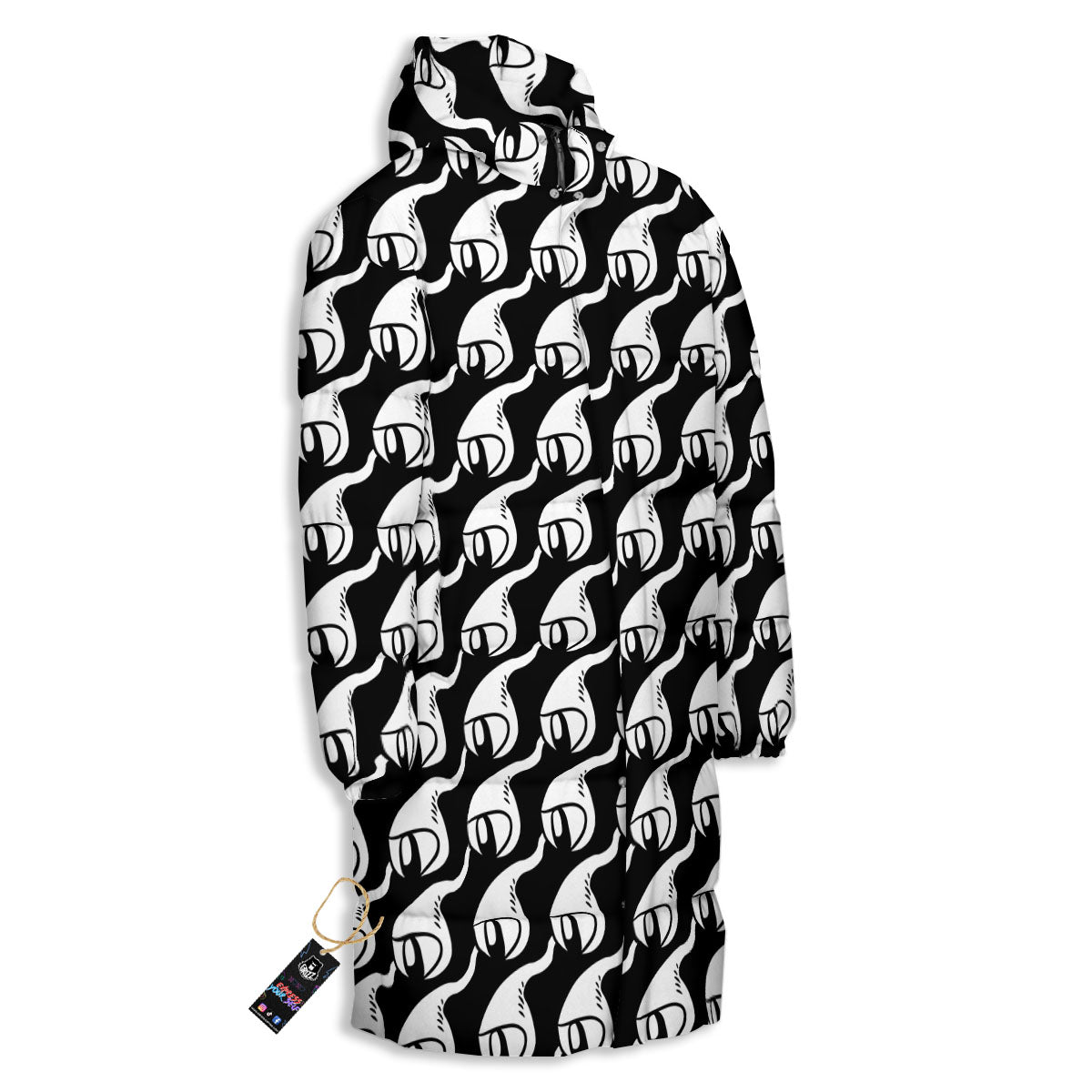 Eyes Monster Print Pattern Long Down Jacket-grizzshop