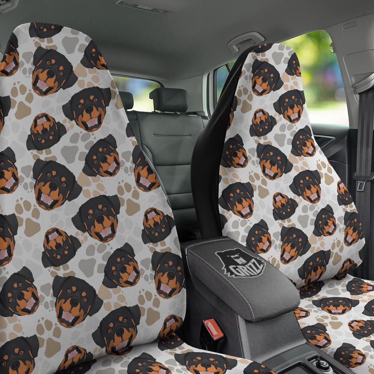 Face Rottweiler Print Pattern Car Seat Covers-grizzshop
