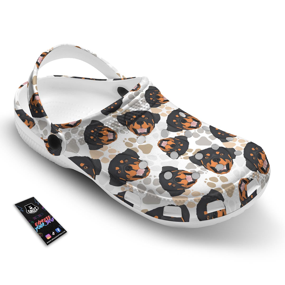 Face Rottweiler Print Pattern Clog-grizzshop