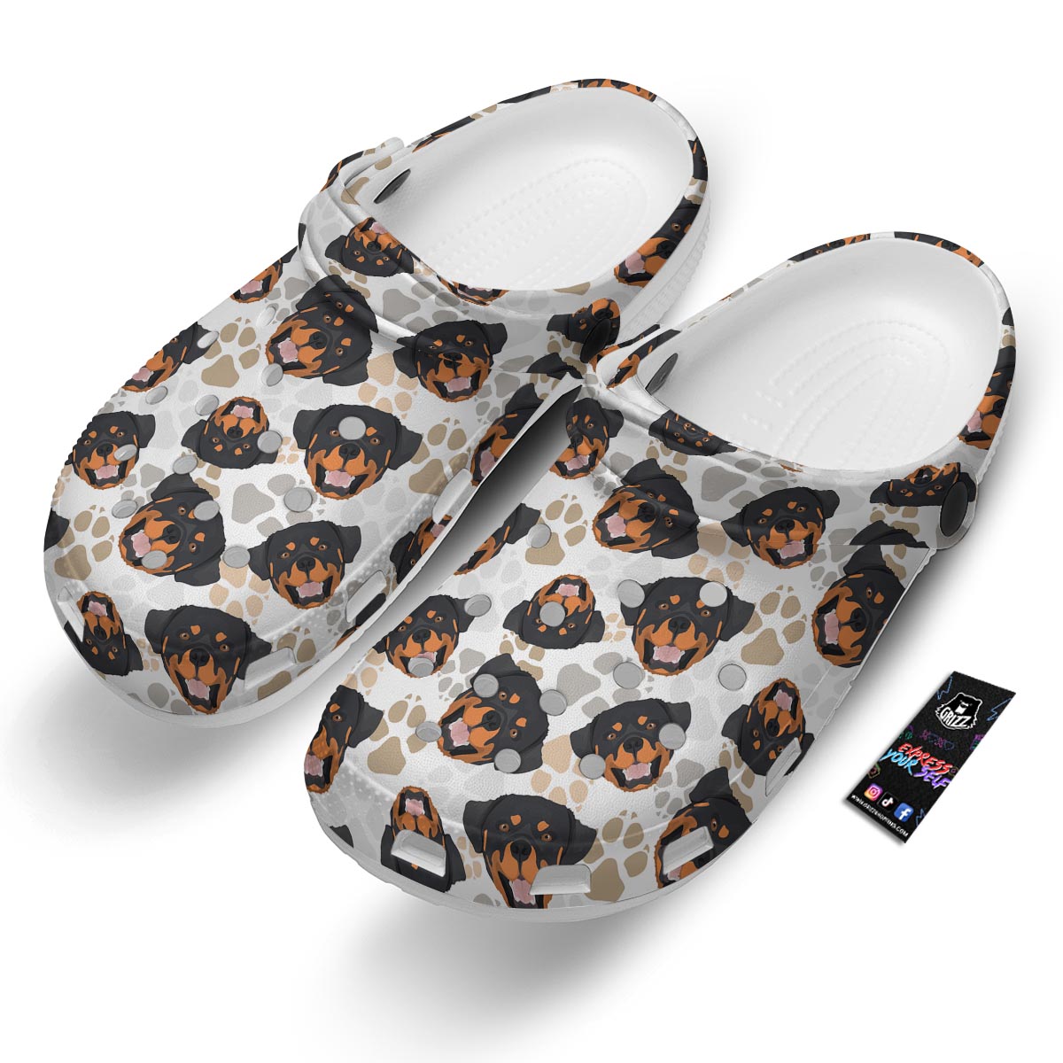 Face Rottweiler Print Pattern Clog-grizzshop