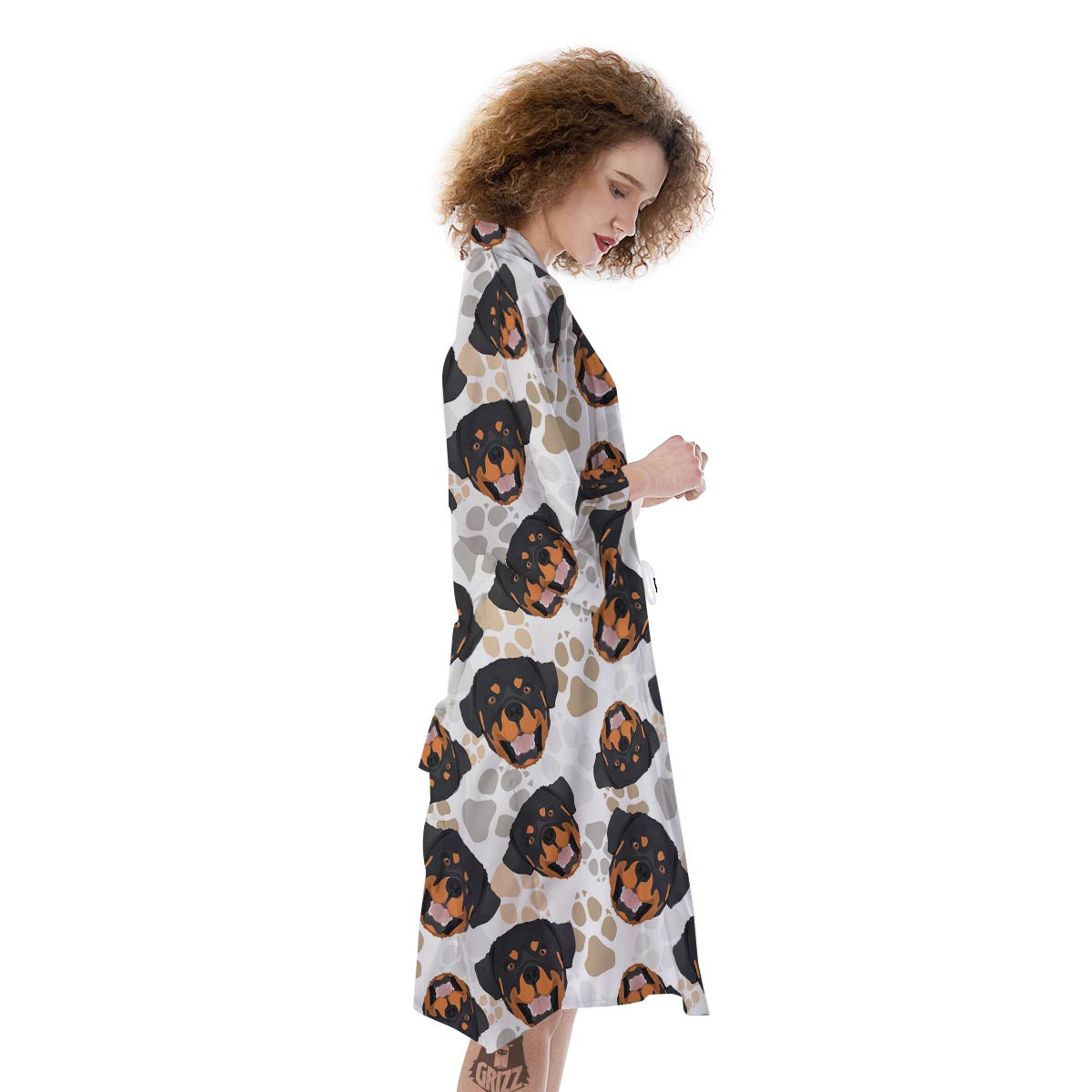Face Rottweiler Print Pattern Kimono-grizzshop