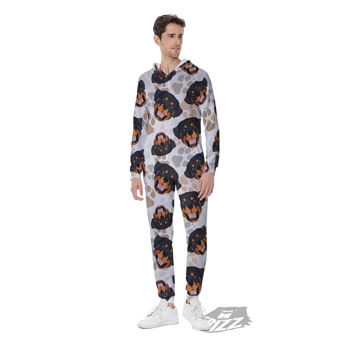 Face Rottweiler Print Pattern Men's Jumpsuit-grizzshop