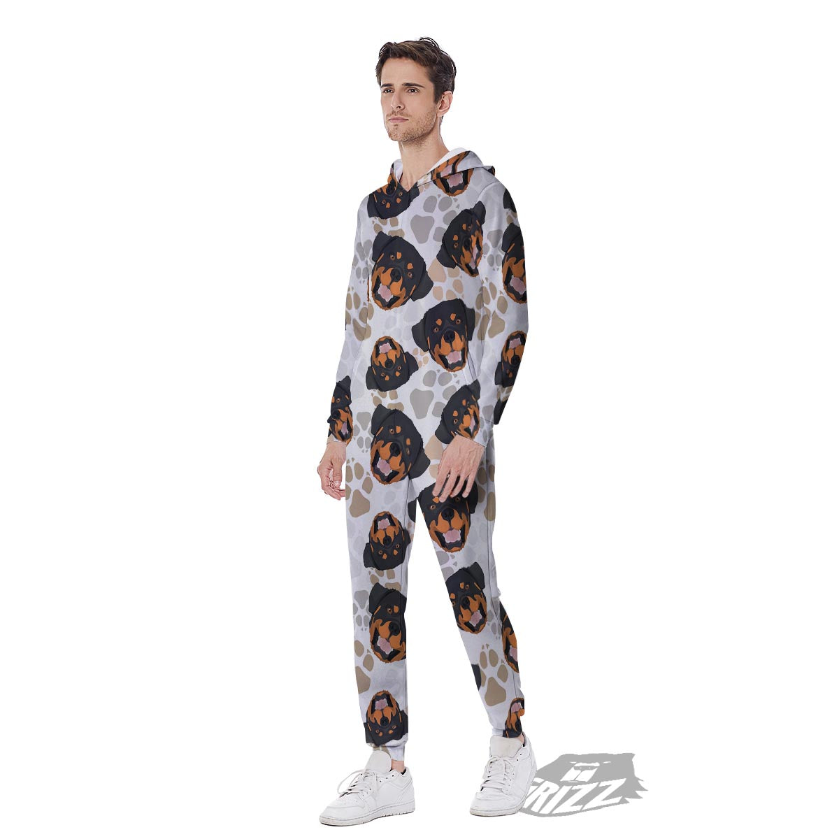 Face Rottweiler Print Pattern Men's Jumpsuit-grizzshop