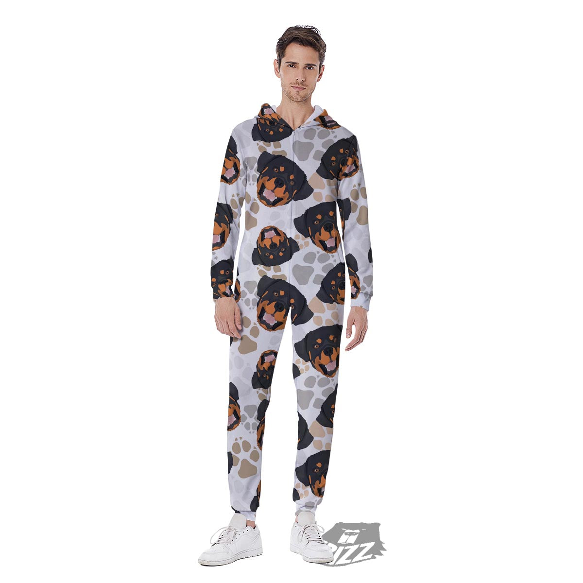 Face Rottweiler Print Pattern Men's Jumpsuit-grizzshop
