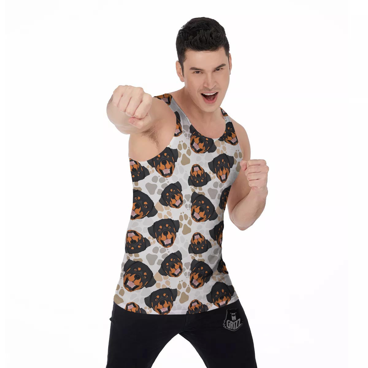 Face Rottweiler Print Pattern Men's Tank Top-grizzshop
