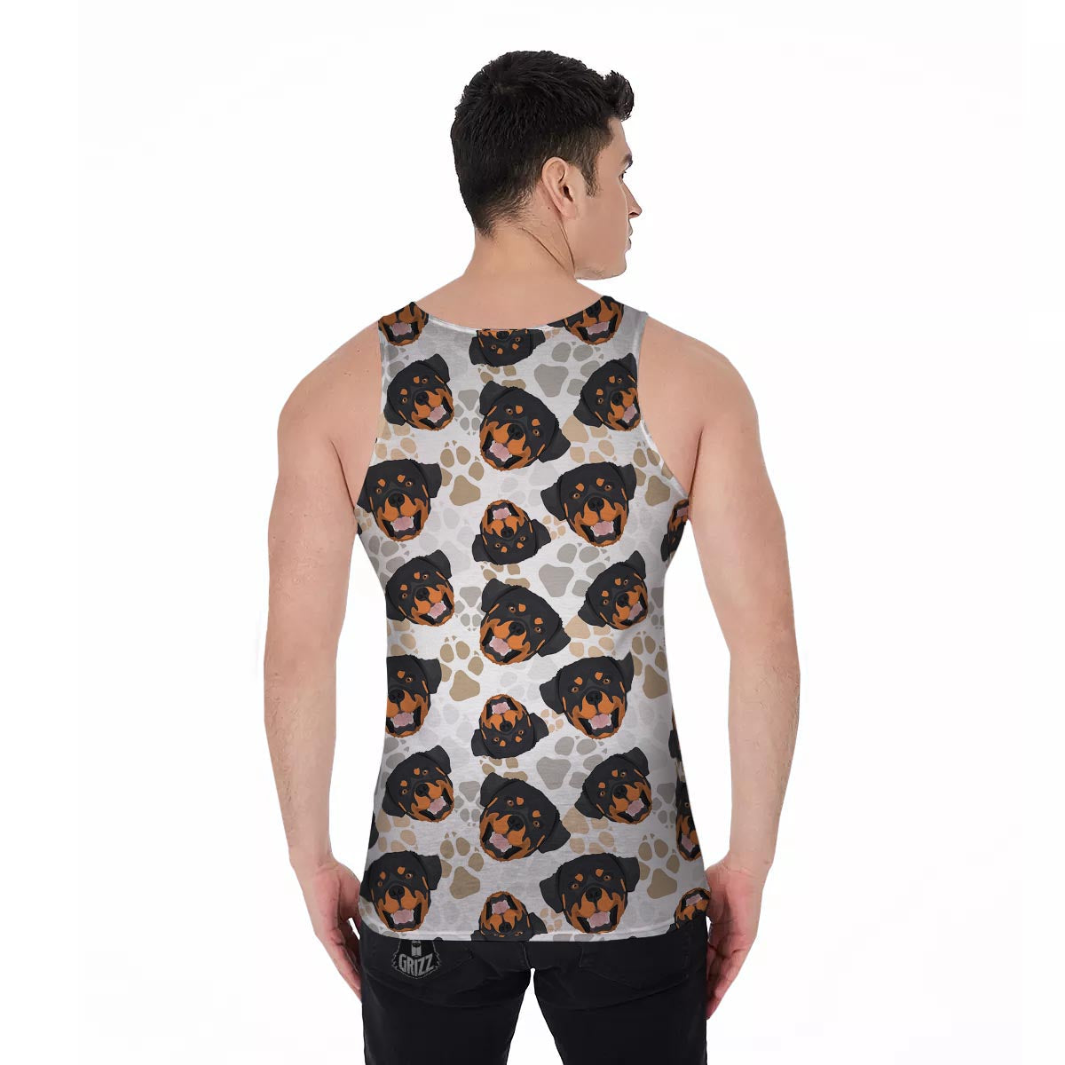 Face Rottweiler Print Pattern Men's Tank Top-grizzshop
