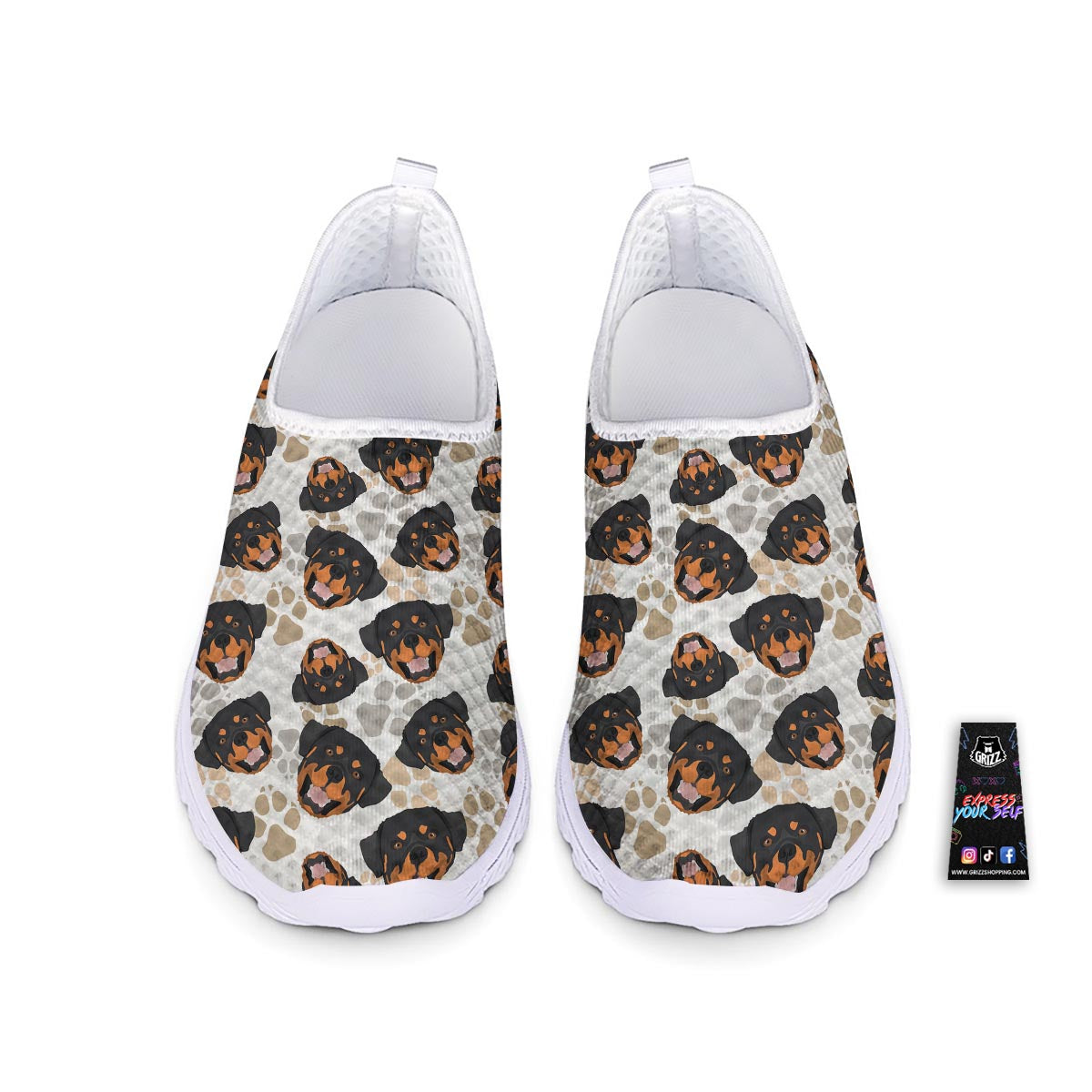 Face Rottweiler Print Pattern Nurse Shoes-grizzshop