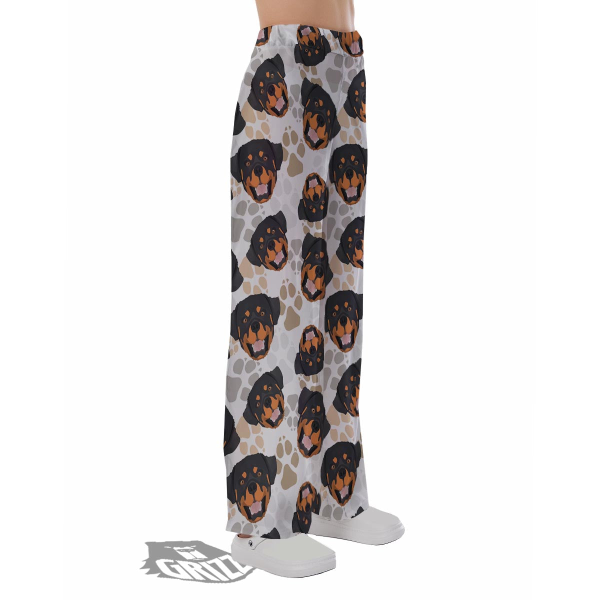 Face Rottweiler Print Pattern Pajama Pants-grizzshop