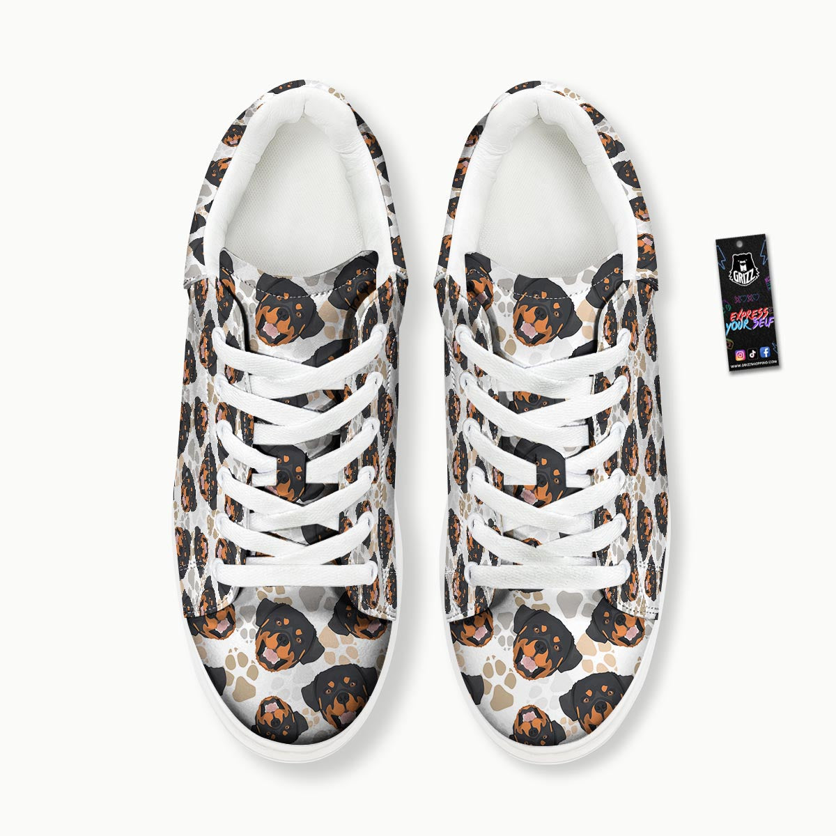 Face Rottweiler Print Pattern Platform Shoes-grizzshop
