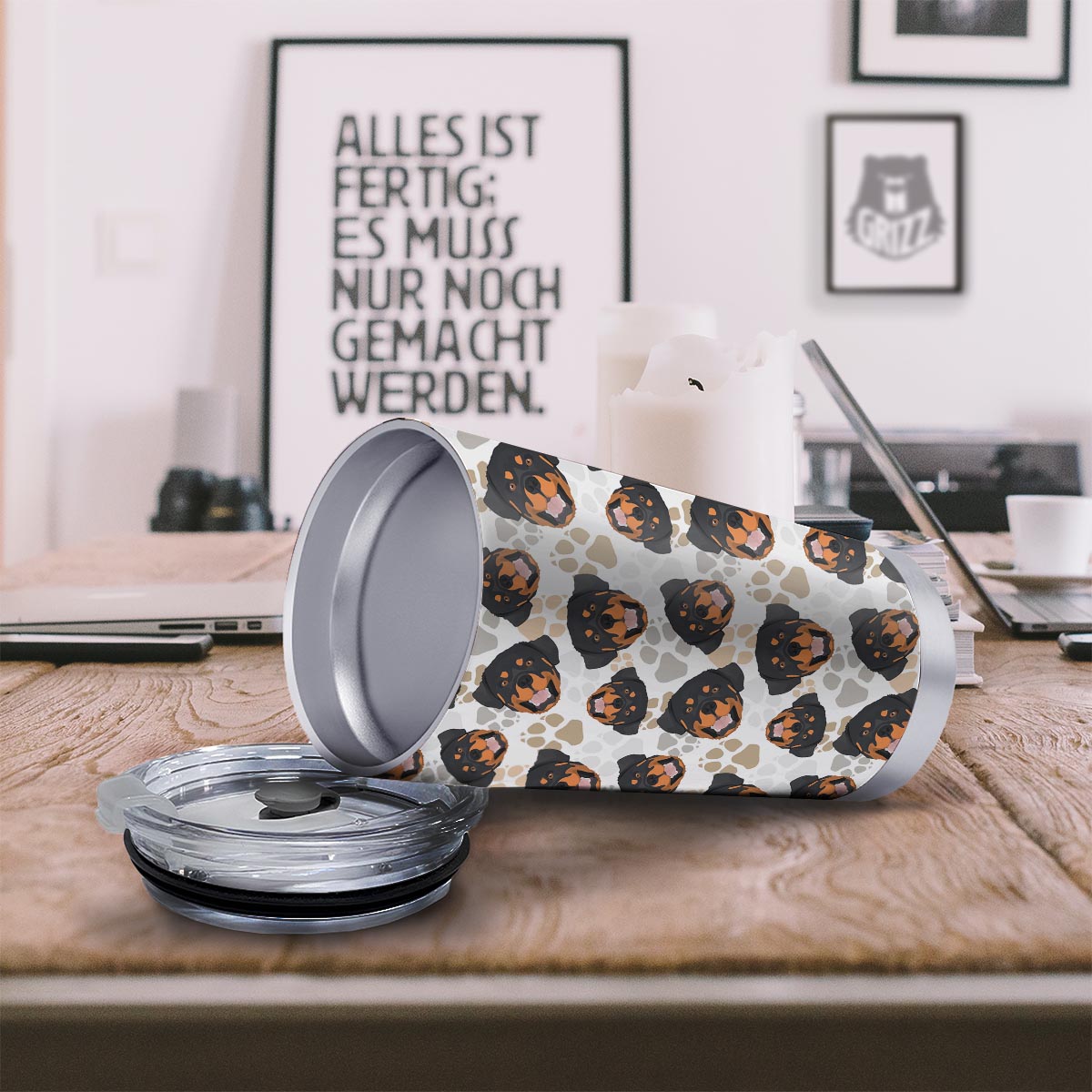 Face Rottweiler Print Pattern Tumbler-grizzshop