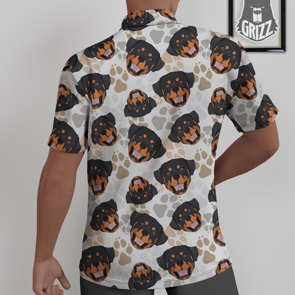 Face Rottweiler Print Pattern Untucked Shirts-grizzshop