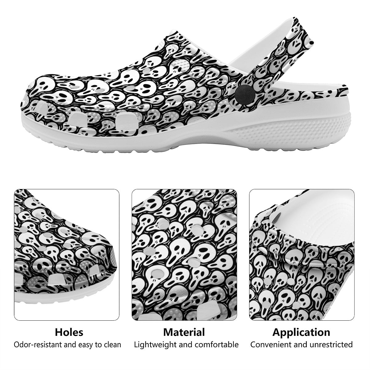 Face Scary Print Pattern Clog-grizzshop