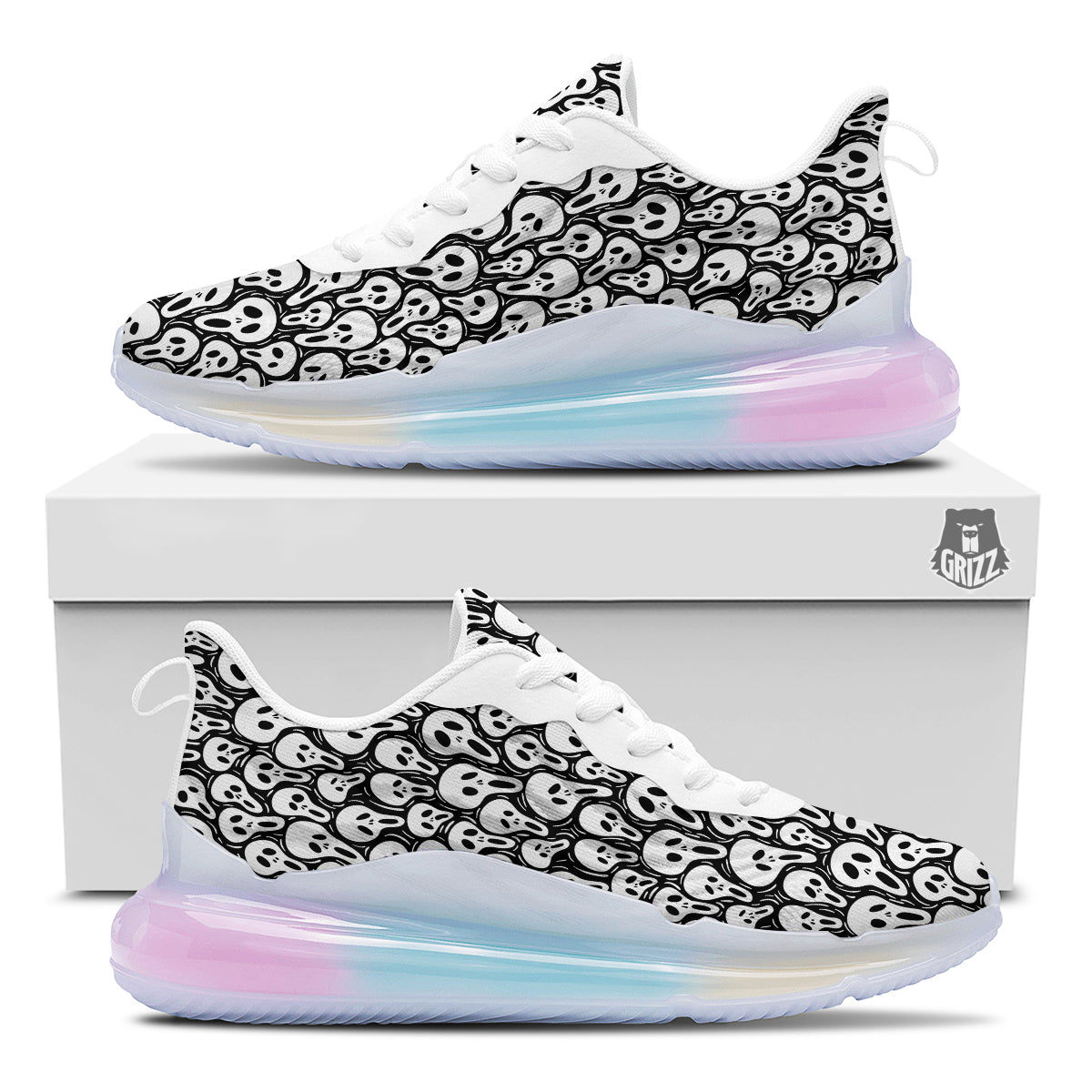 Face Scary Print Pattern Running Sneakers-grizzshop