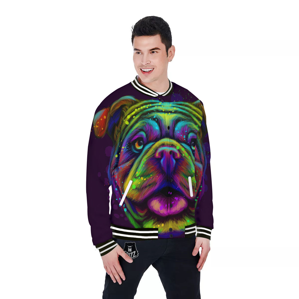 Face Shar Pei Print Baseball Jacket-grizzshop