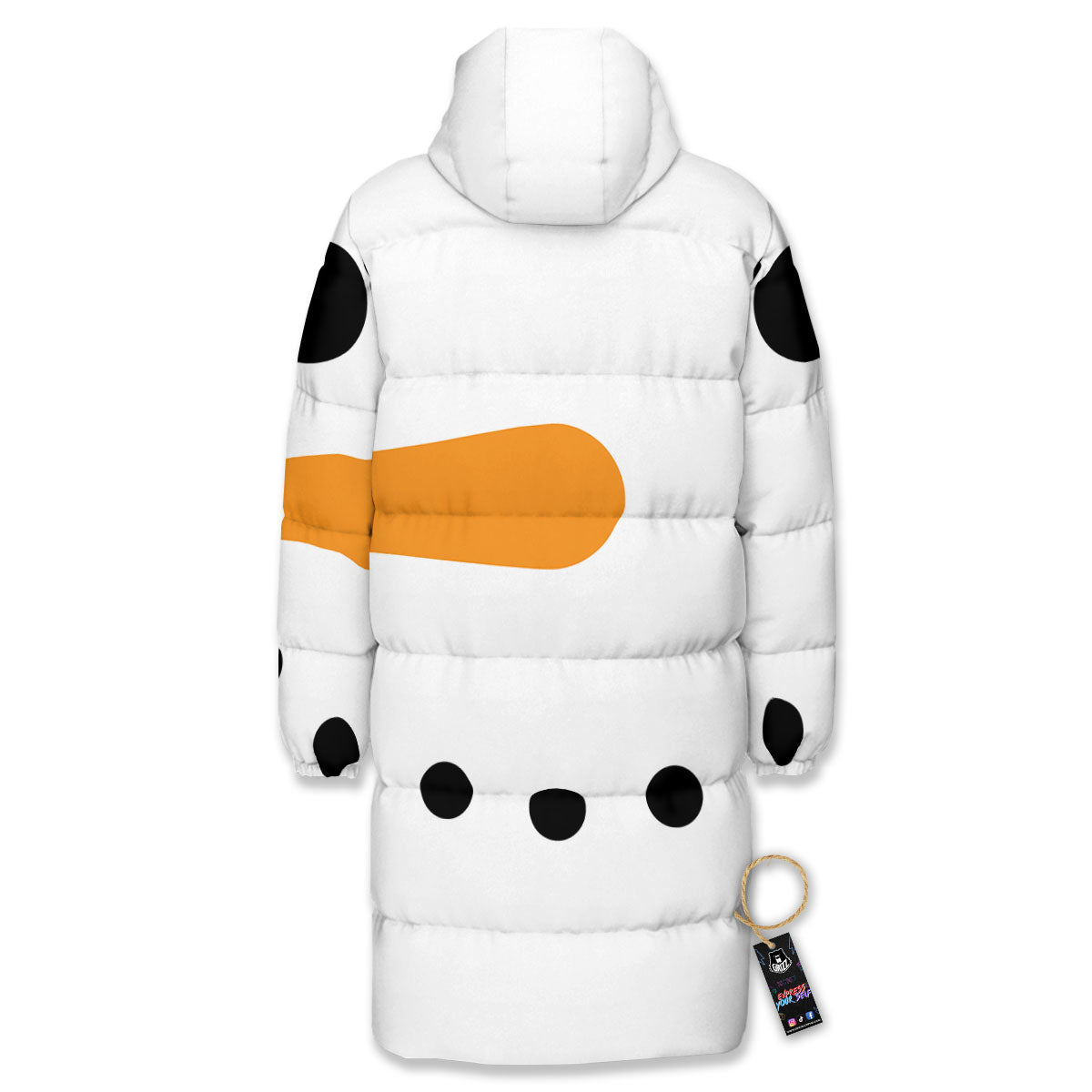 Face Snowman Print Long Down Jacket-grizzshop