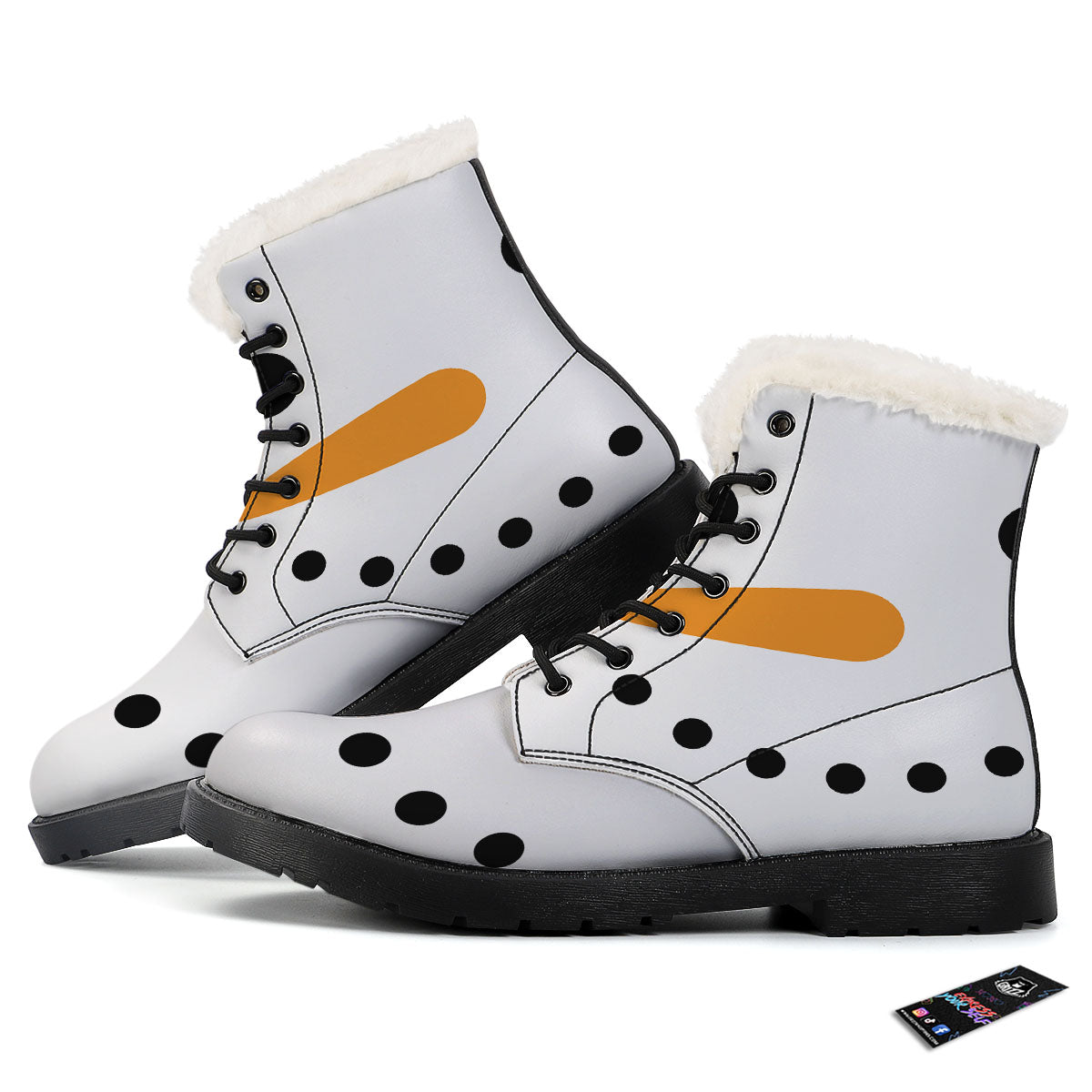 Face Snowman Print Winter Boots-grizzshop
