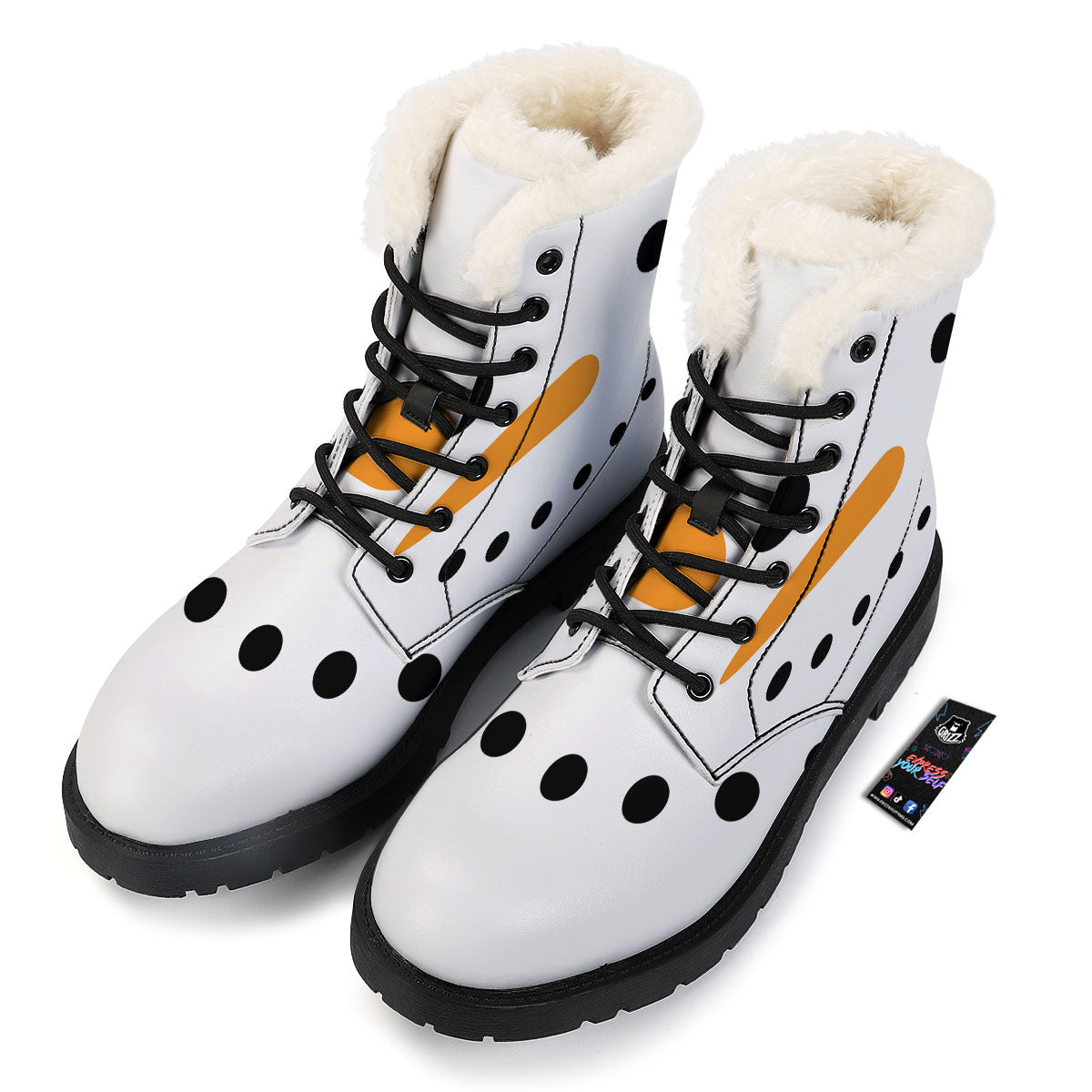 Face Snowman Print Winter Boots-grizzshop