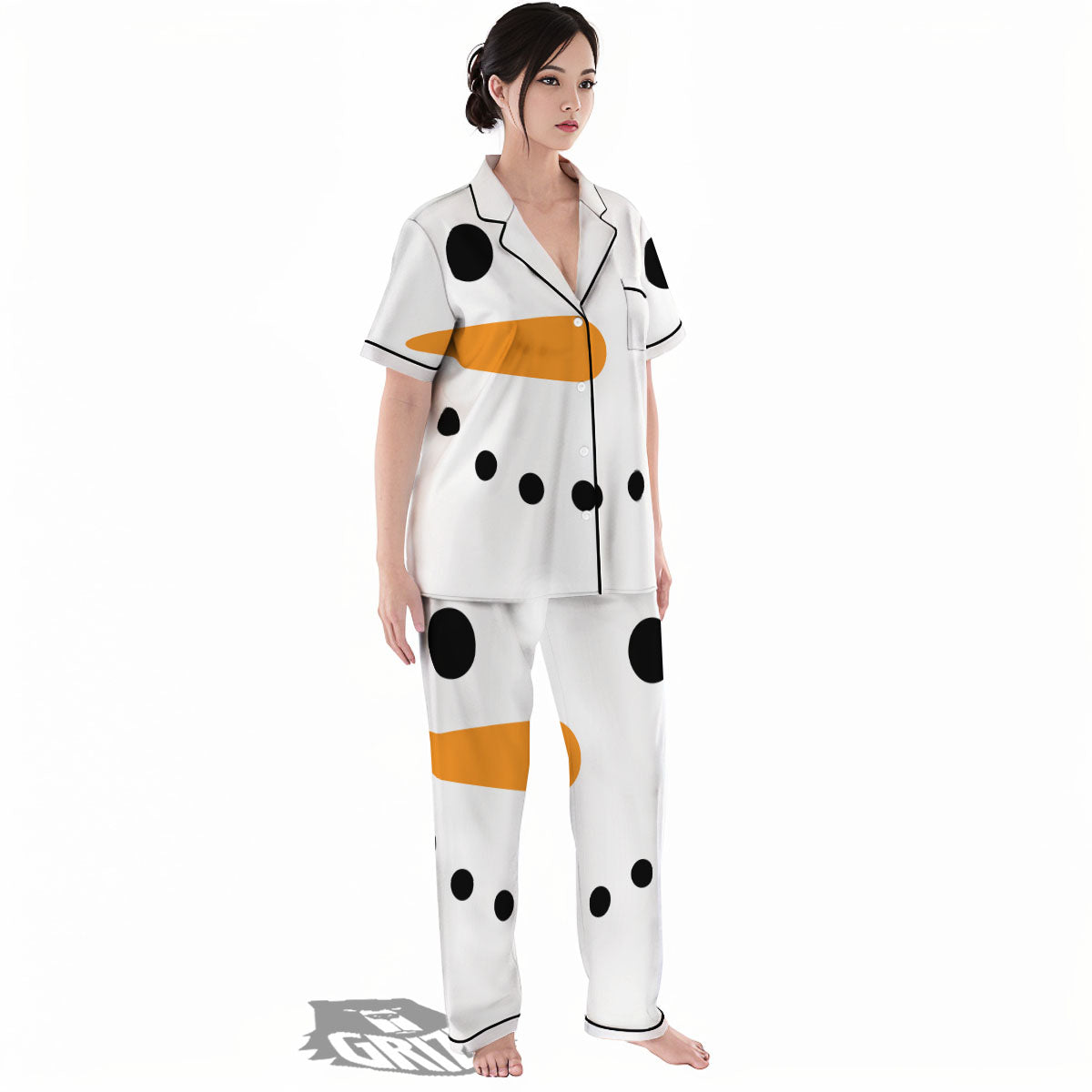 Face Snowman Print Women's Pajamas Set-grizzshop