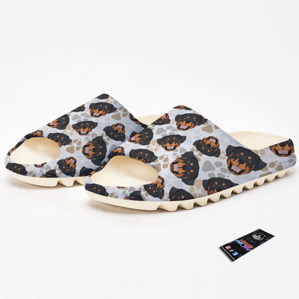 Face Rottweiler Print Pattern Sandals-grizzshop